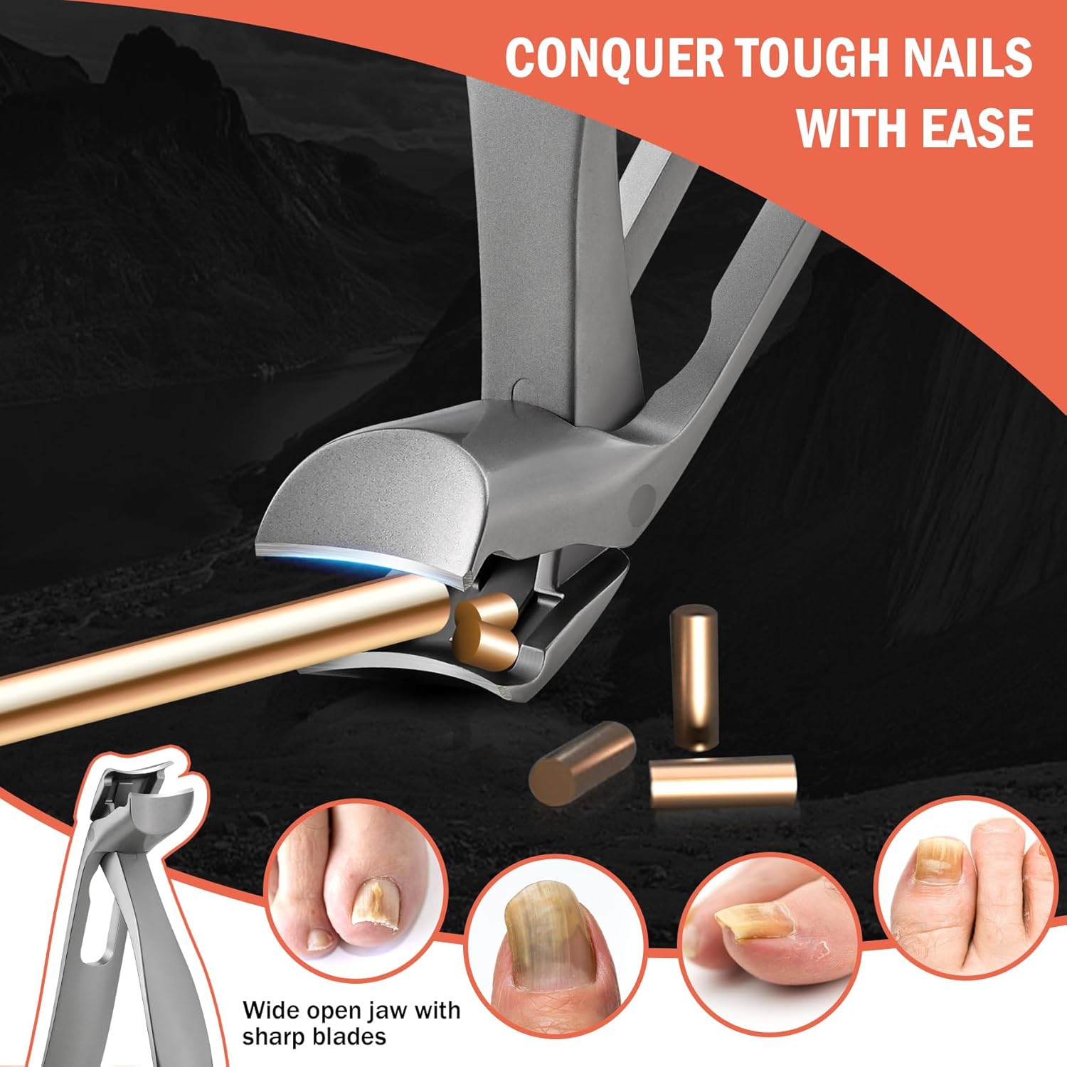 BEZOX Cortaúñas ergonómicas con cabeza angulada gruesa para personas mayores, cortaúñas grandes para uñas gruesas e encarnadas con lima de uñas de