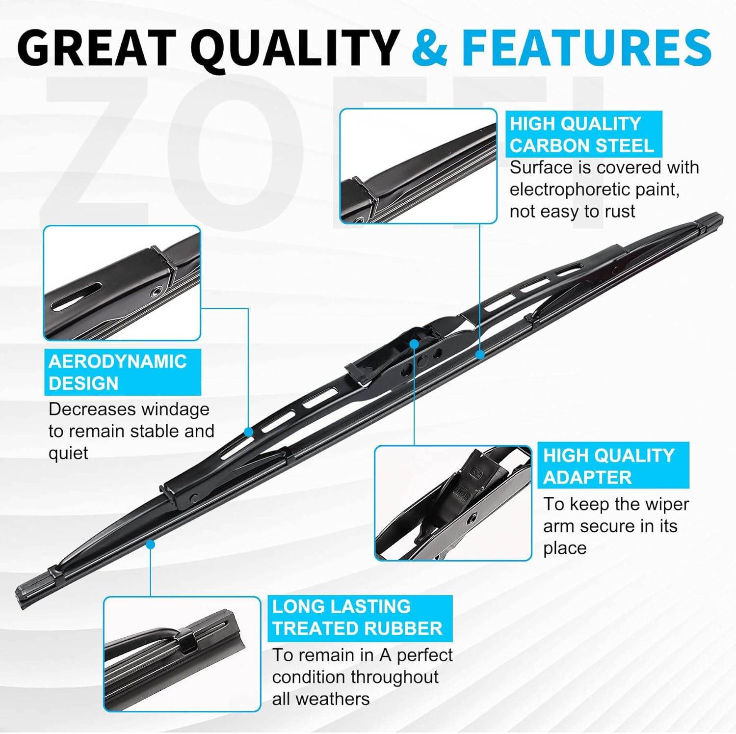 ZOFFI Escobillas de repuesto para Ram ProMaster 2500 2014-2016, 26 + 22 pulgadas, con gancho UJ para todas las estaciones, repuesto de equipo