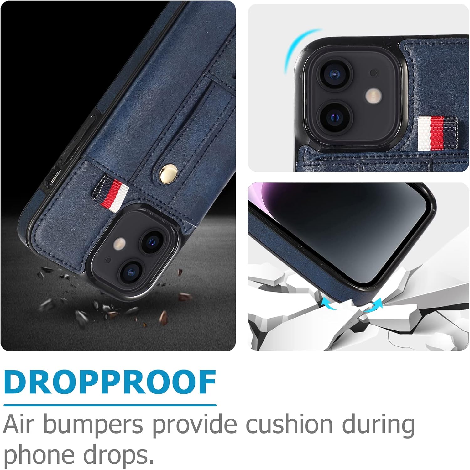 Funda compatible con iPhone 15 Plus de 6.7 pulgadas con protector de pantalla de vidrio templado con bloqueo RFID, tarjetero y anillo para