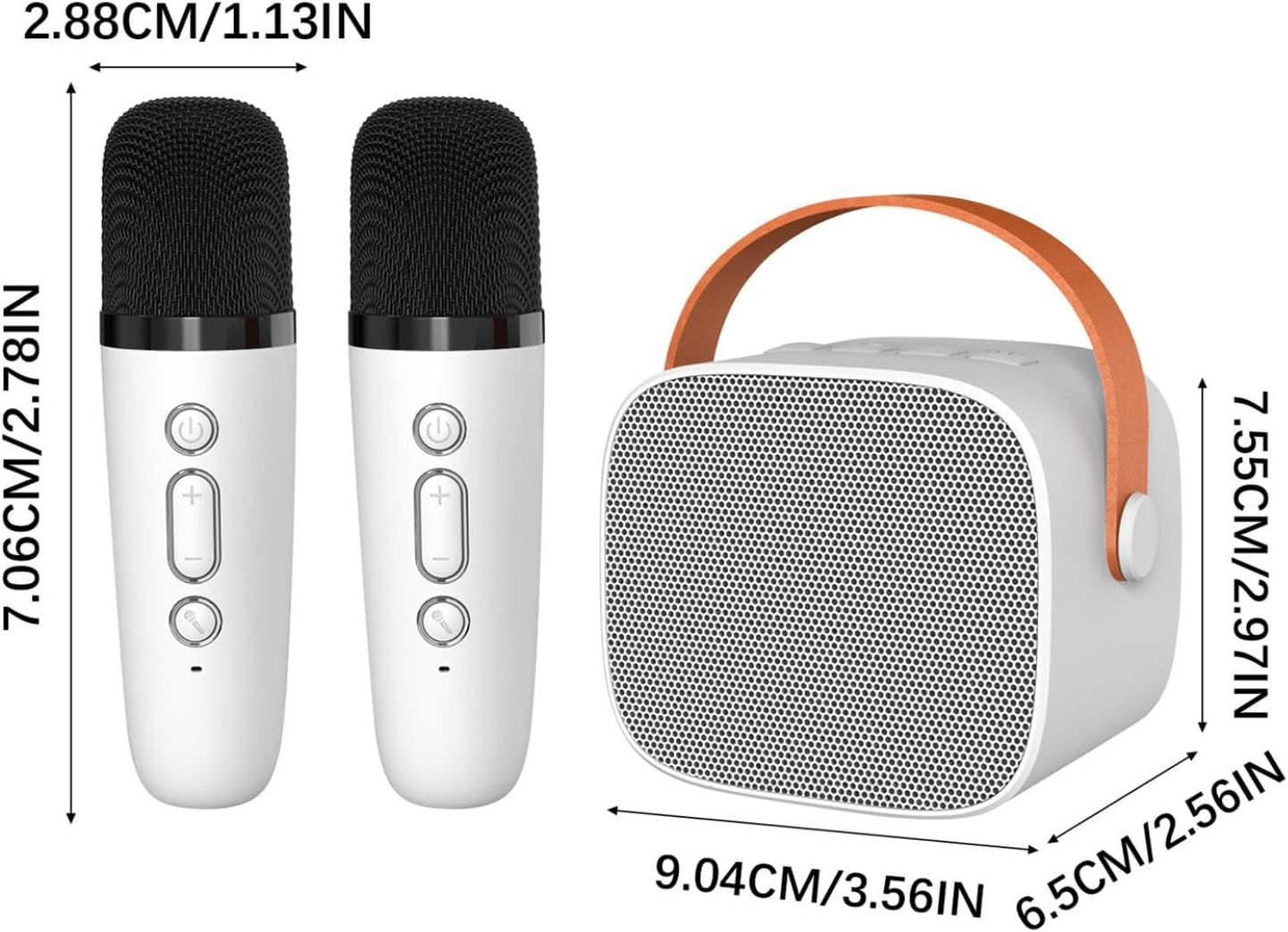 Mini máquina de karaoke, altavoz Bluetooth portátil con 2 micrófonos inalámbricos para niños y adultos con luces LED, regalos para niñas y niños,
