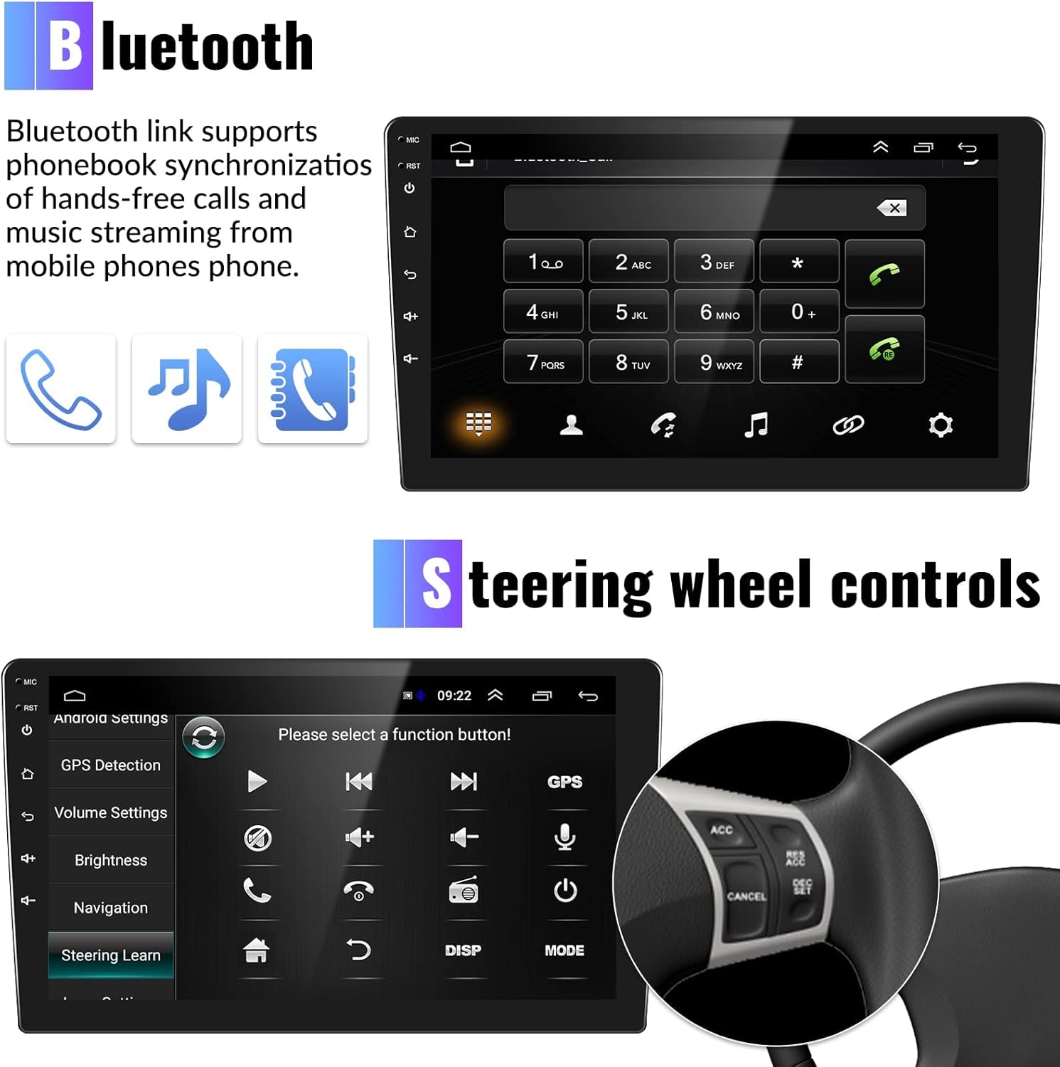 CAMECHO 2+64G CarPlay & Android Auto Receptor estéreo para coche, Android 13 Doble DIN Radio de coche para Hyundai Accent Verna Solaris 2010-2016