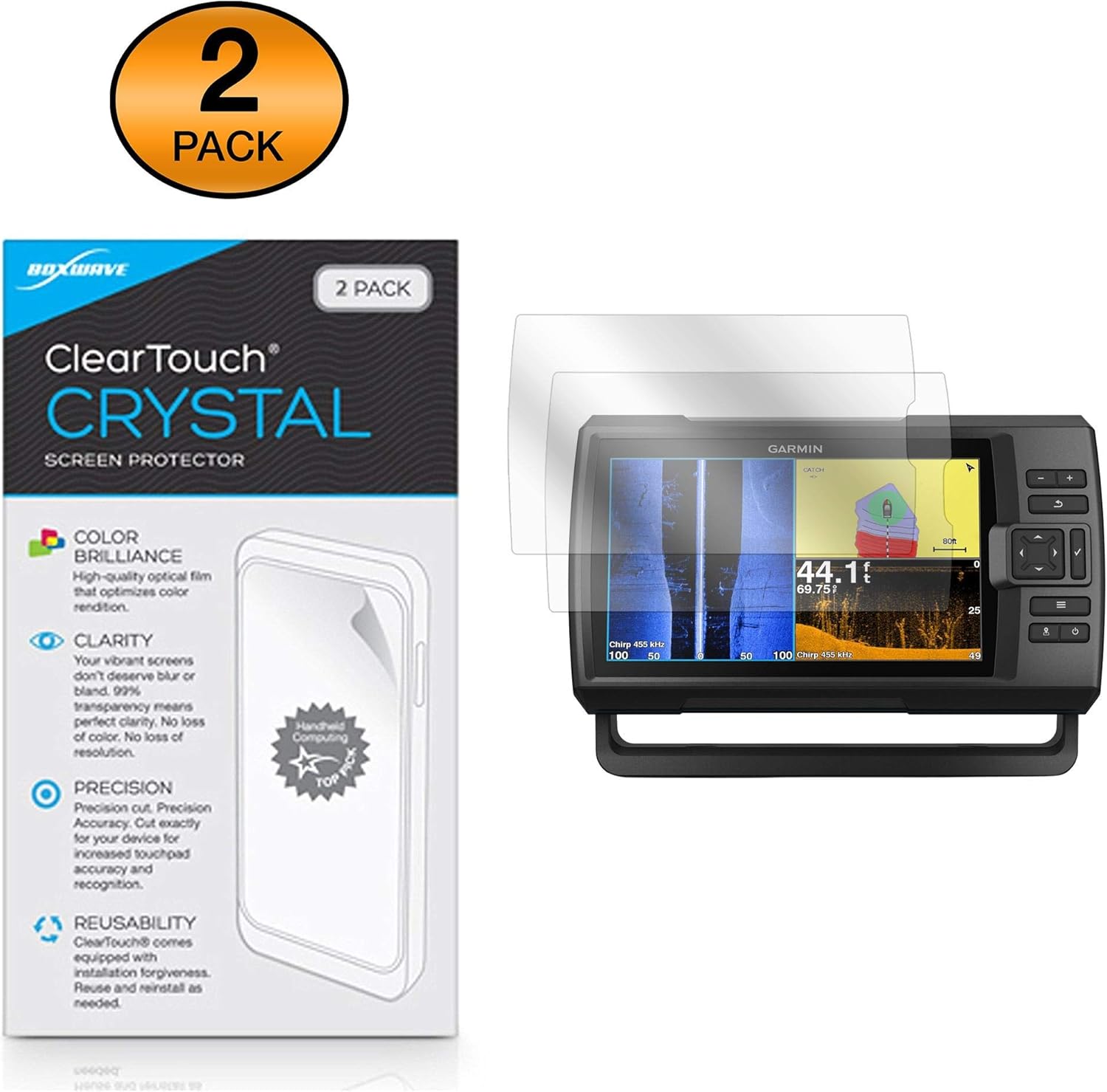 BoxWave – Protector de pantalla compatible con Garmin Striker Plus 9sv (protector de pantalla de BoxWave), ClearTouch Crystal (paquete de 2),