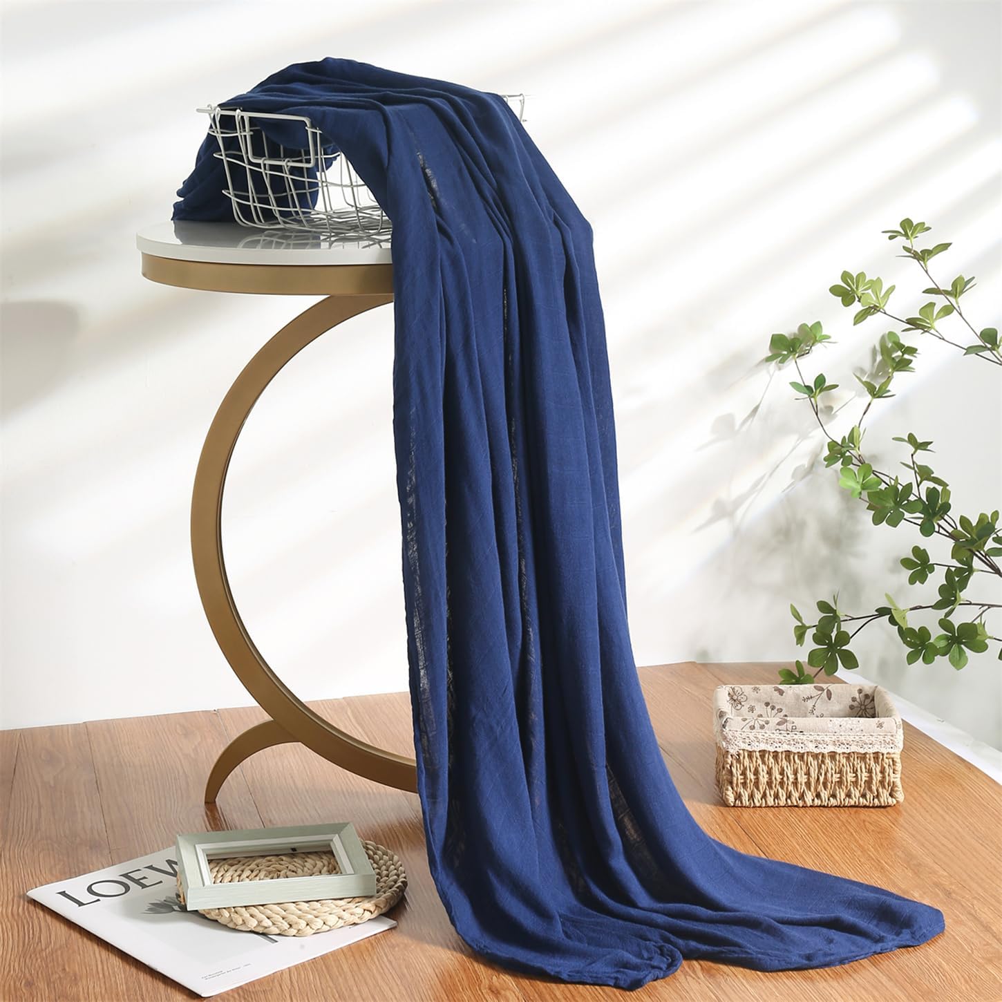 Muslin Swaddle Blanket, 100% Viscose Made from Bamboo Solid Dark Blue Unisex Swaddle Wrap, Soft Silky Muslin Swaddle Blankets Neutral Receiving