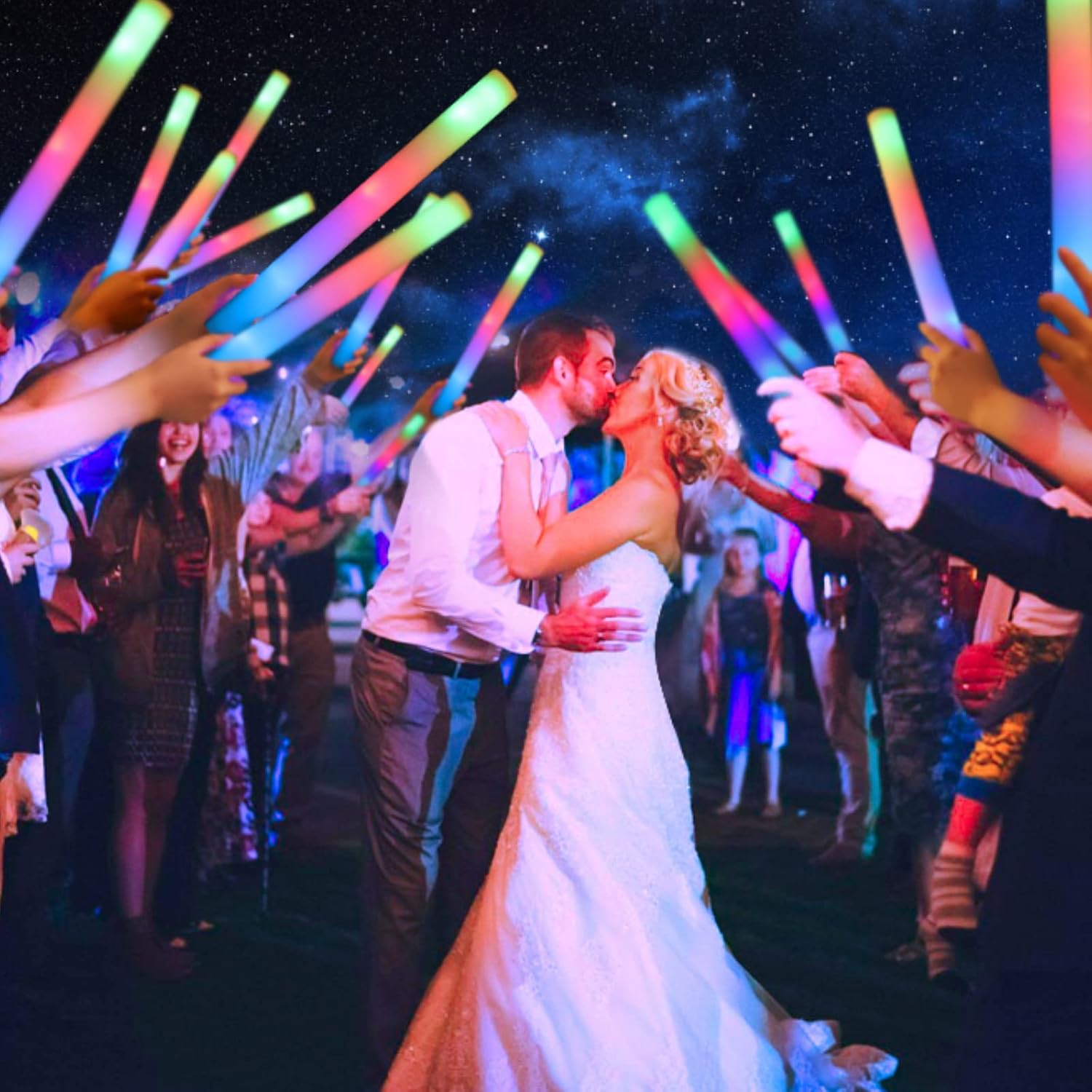 100 PCS Giant 16 Inch Foam Glow Sticks, Bulk Glow Sticks with 3 Modes Colorful Flashing, LED Light Stick Gift, Glow in Dark Party Supplies for