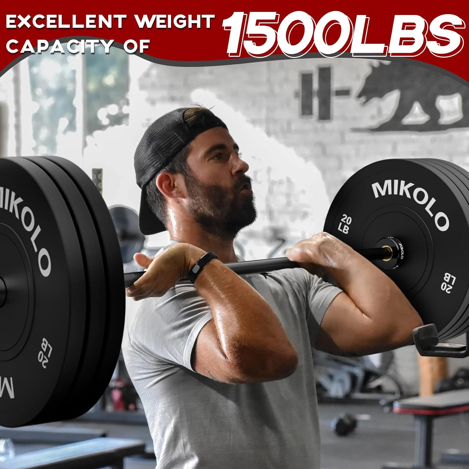 Mikolo Barra olímpica de 44.1 lbs, barra estándar de 2 pulgadas para levantamiento de pesas, levantamiento de potencia, capacidad de peso de 1500