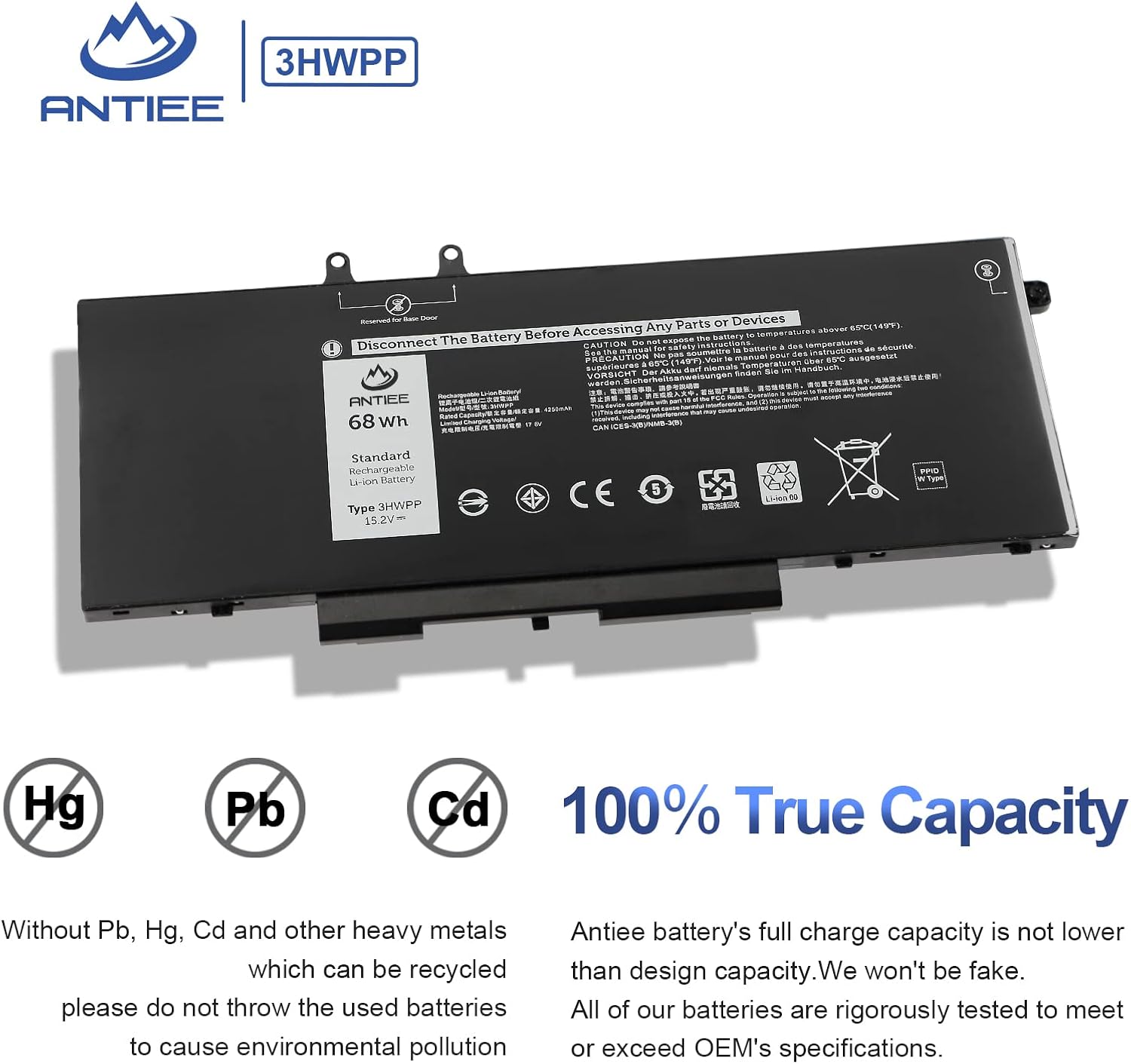 ANTIEE 3HWPP – Batería para laptop Dell Latitude 5401 5410 5411 5501 5510 5511 Precisión 3551 3541 Inspiron 7706 2 en 1 Inspiron 17 75007506 2 en 1