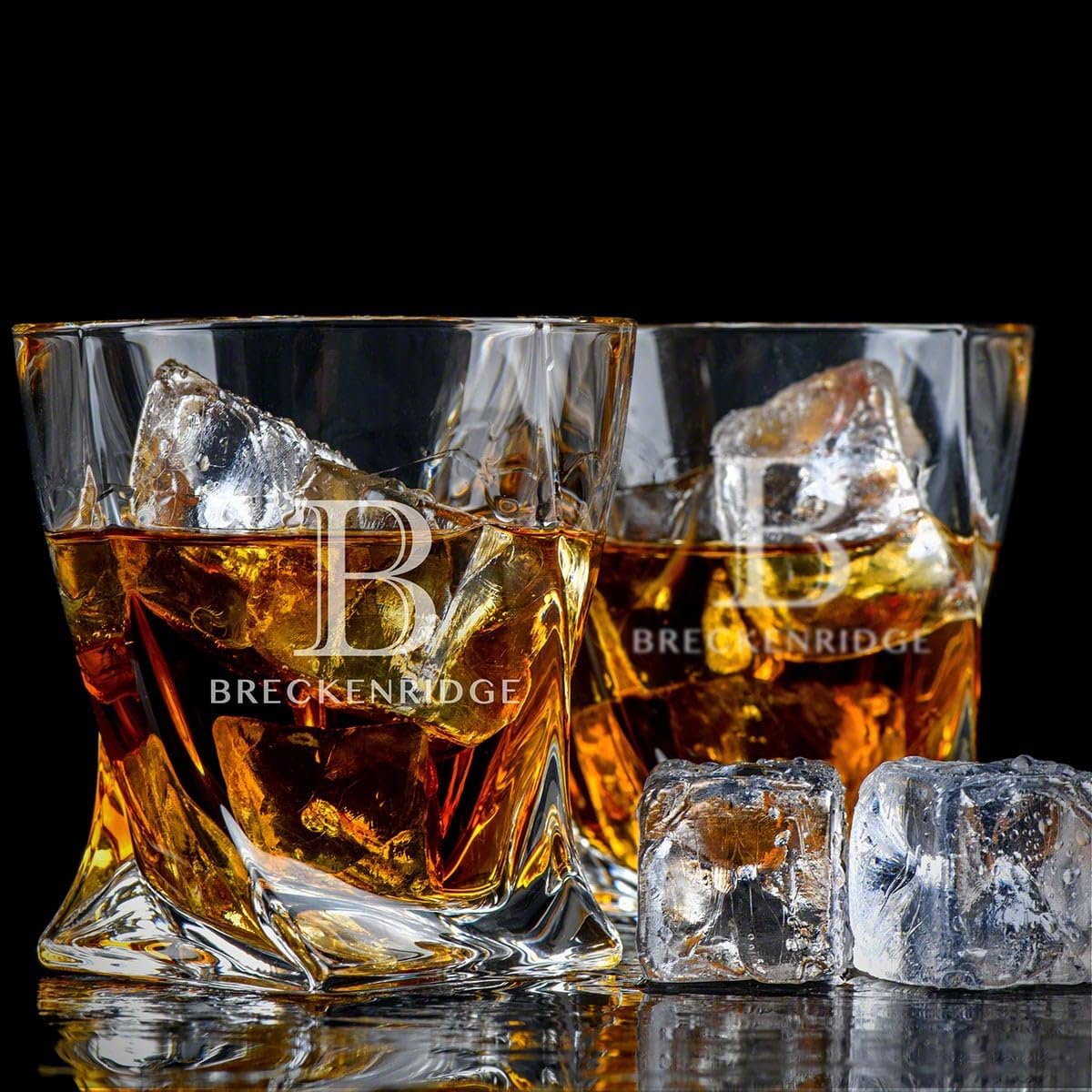 HomeWetBar Set de regalo de decantador de whisky de cristal torcido grabado (producto personalizado)