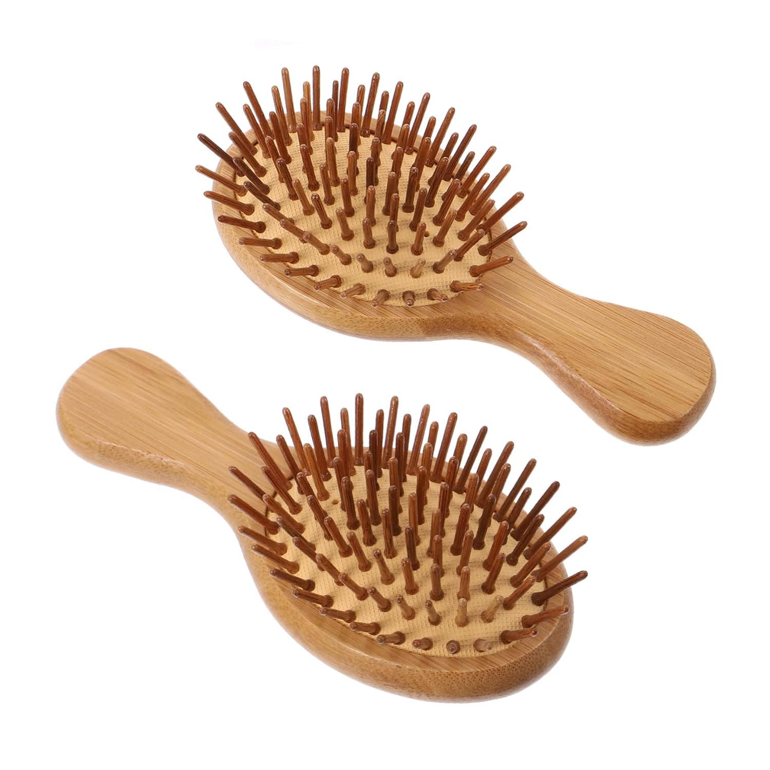 Cepillo de pelo de bambú con cojín de aire, cepillo de pelo redondo, cepillo de pelo de viaje, 2 piezas, cepillo de pelo de bambú de madera, cepillo