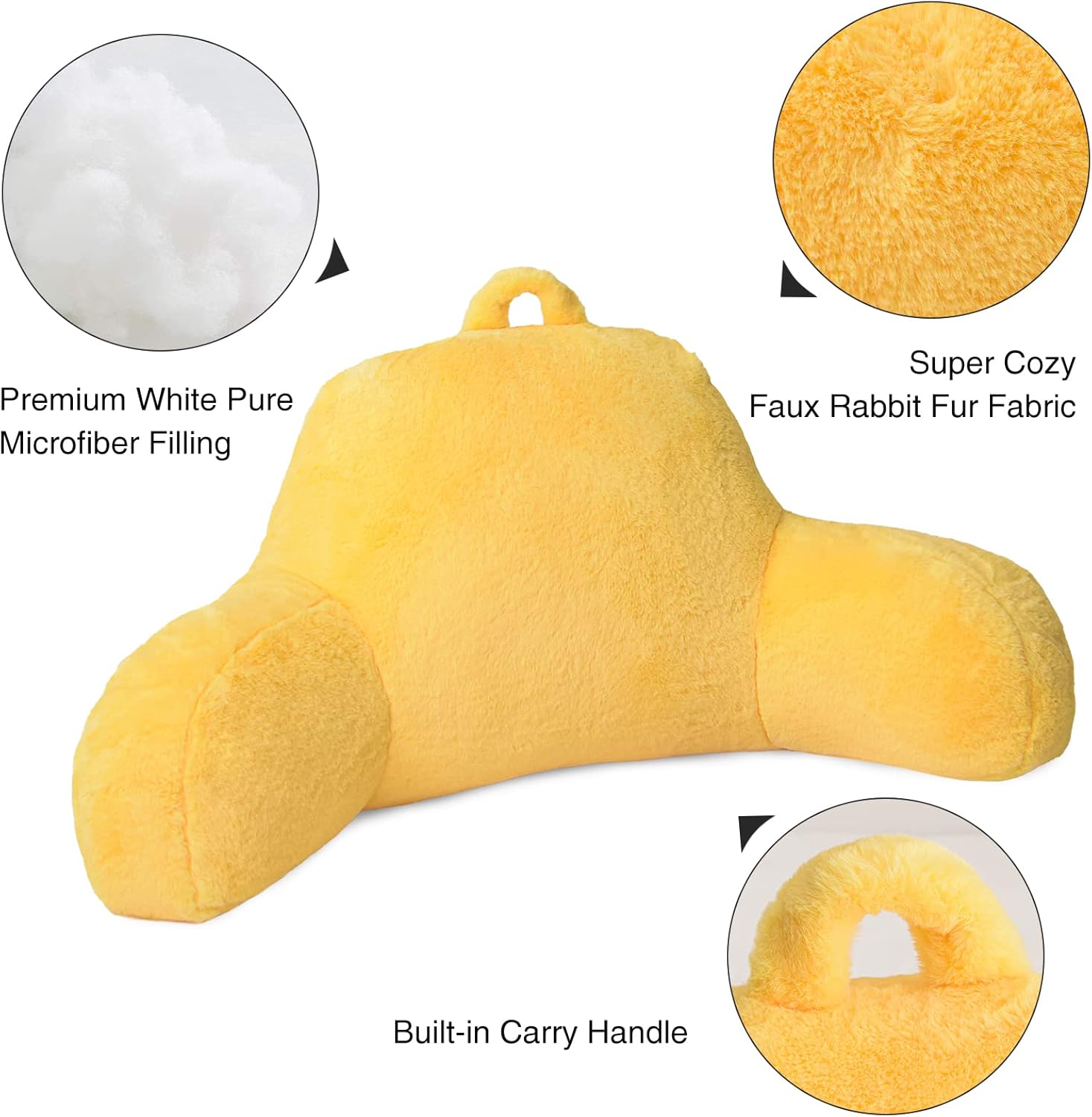 Aimuan Almohada de lectura para descansar en la cama con brazos, cojín de piel de conejo para adultos y adolescentes, inclinación para descansar