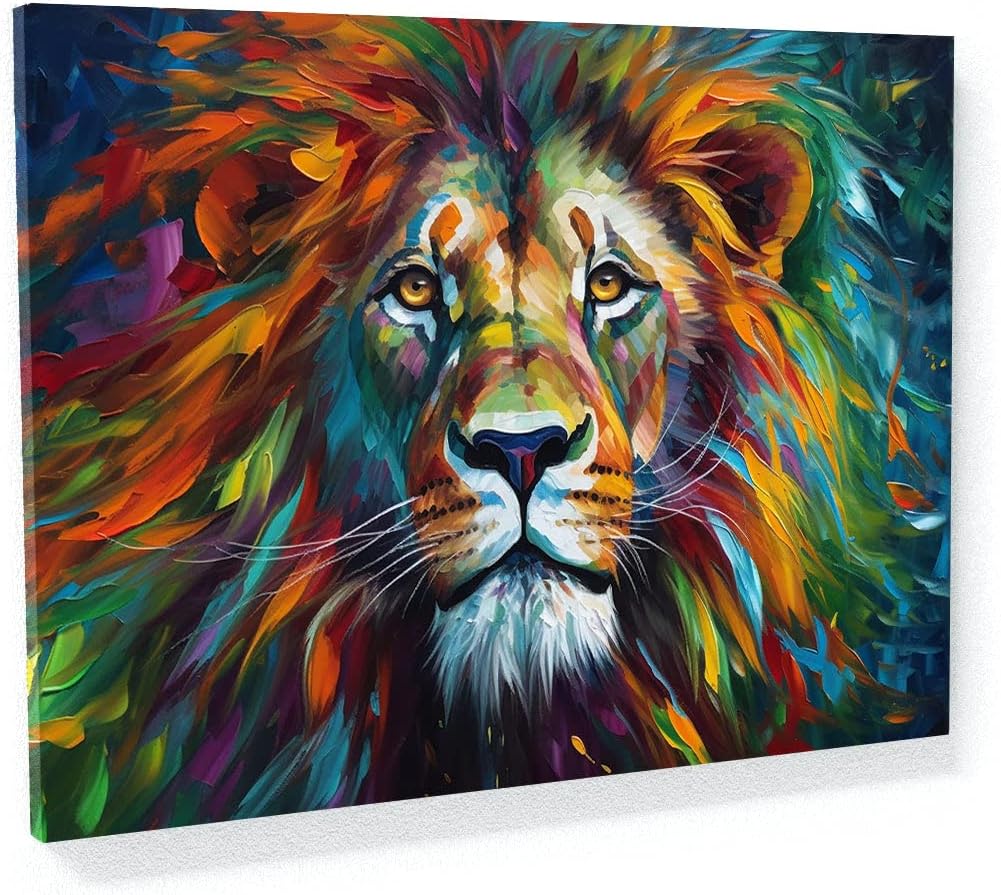Sense Canvas Lienzo decorativo abstracto con pinceladas de león 112  Decoración del hogar para pared, póster grande 40 x 30  0.75 pulgadas