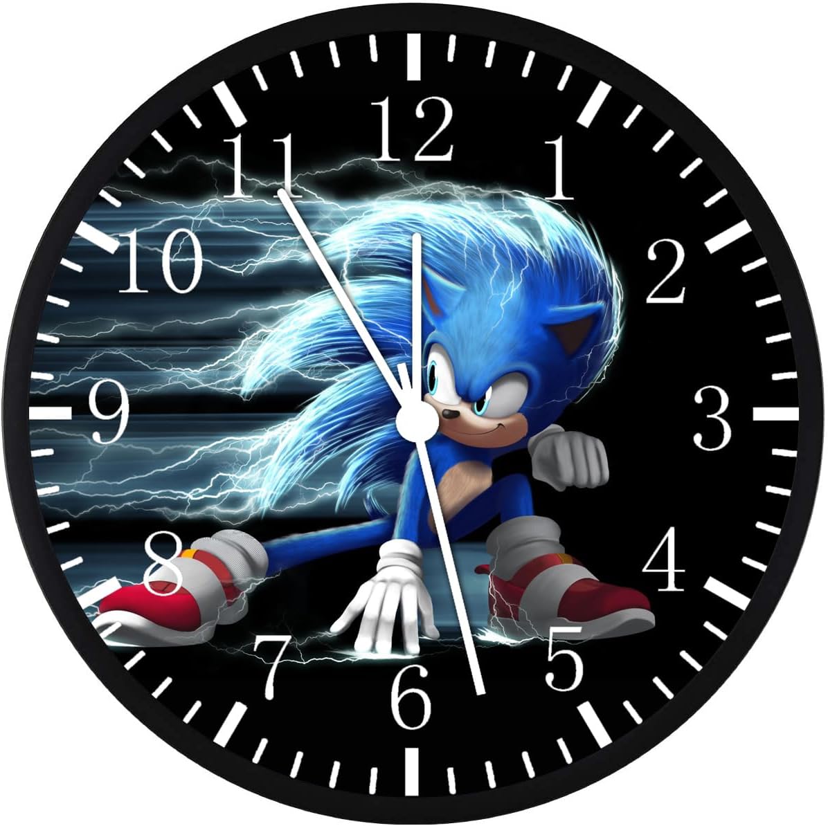 Super Sonic – Reloj de pared grande de 12 pulgadas, cristal transparente, silencioso, sin tictac, bonito para regalo o decoración G206