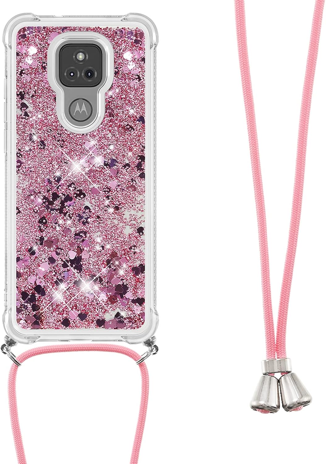 Asuwish Funda de teléfono para Moto G Play 2021 con protector de pantalla y correa cruzada, cubierta protectora delgada con purpurina líquida