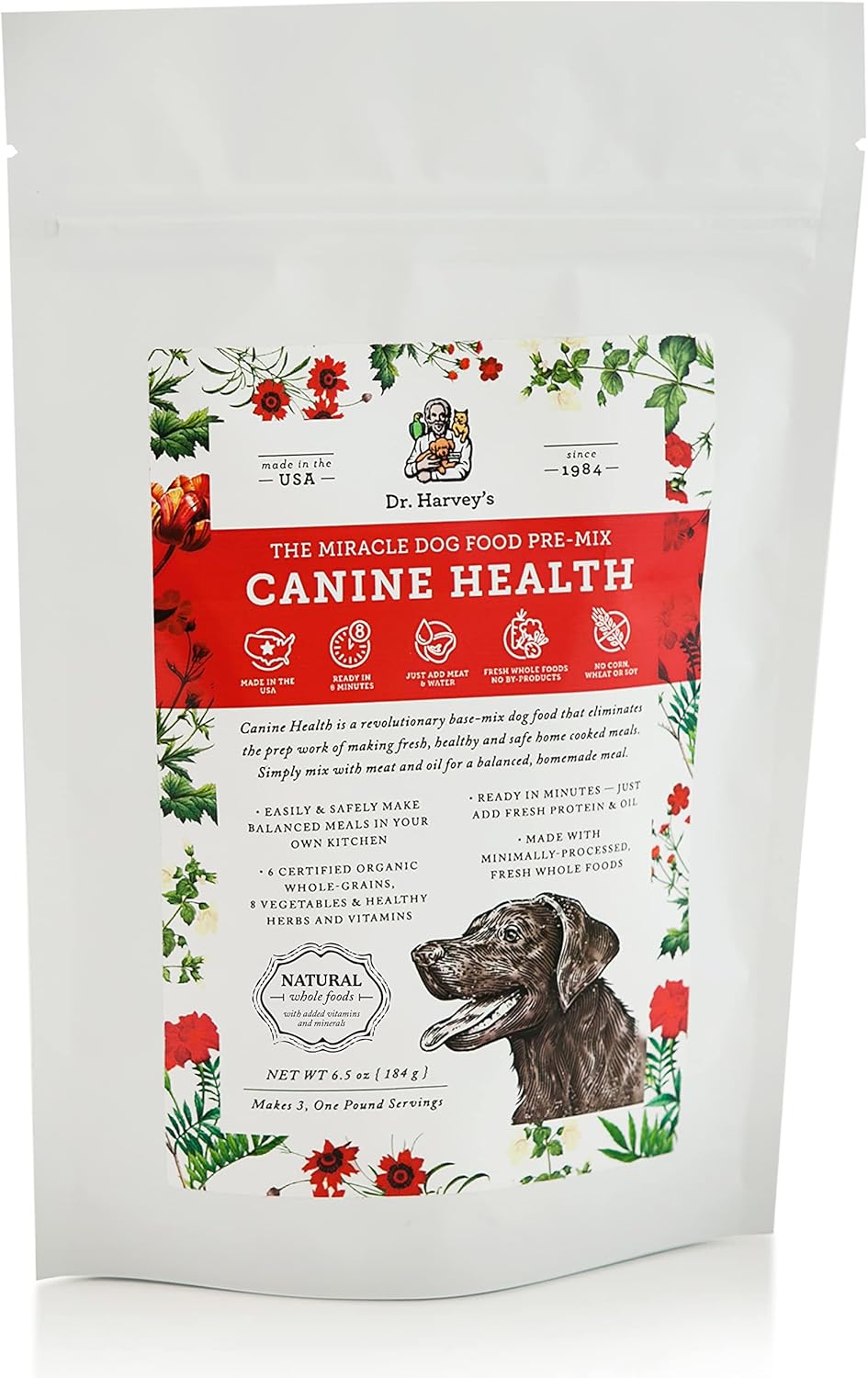Dr. Harvey’s Canine Health Miracle Dog Food, mezcla de base deshidratada de grado humano para perros con granos enteros orgánicos y verduras (tamaño