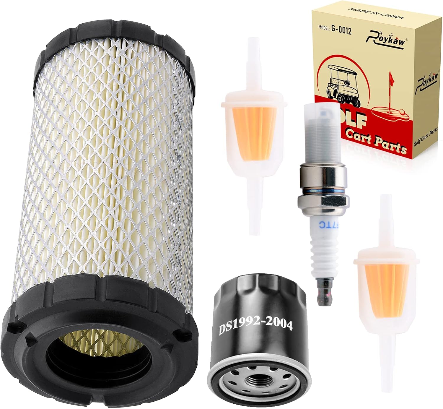 Roykaw Club Car – Kit de afinación para modelos de carrito de golf de gas Precedent 2004 en adelante con motor FE350 Kawasaki, incluye bujía, filtro