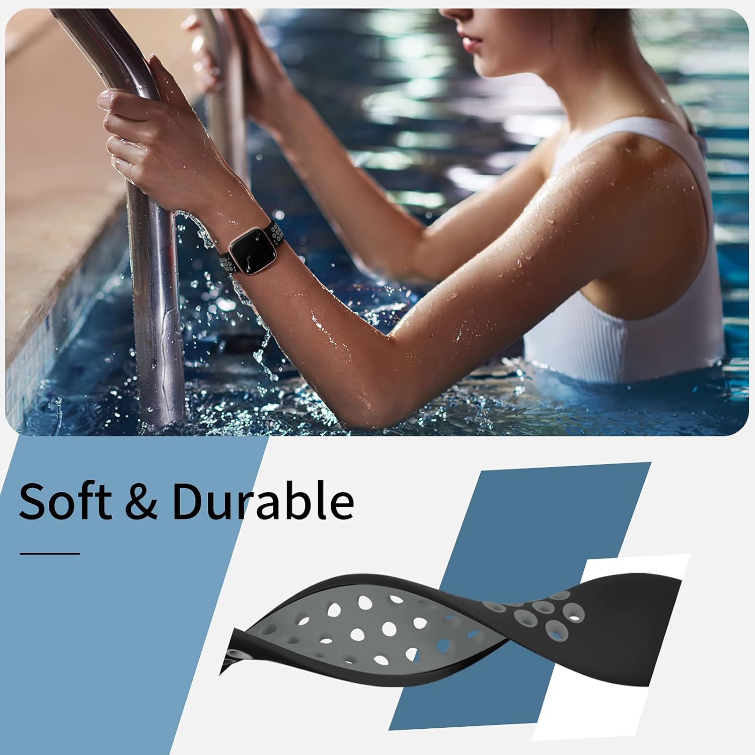 Witzon Bandas deportivas compatibles con Fitbit Versa 2VersaVersa Lite para mujeres y hombres, pulseras de repuesto de silicona transpirable para