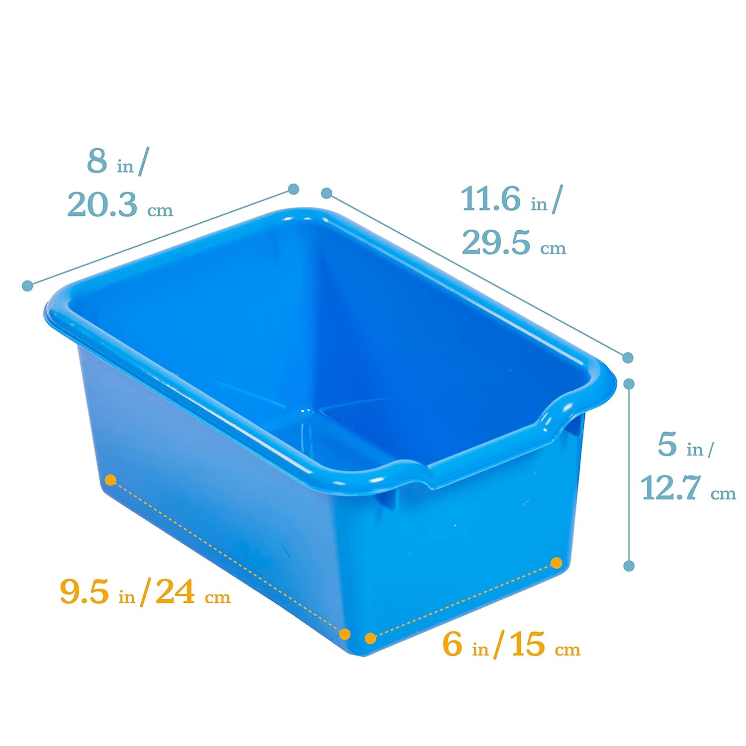 ECR4Kids Cubo de almacenamiento frontal con cucharada, organización multiusos, azul, 5 piezas