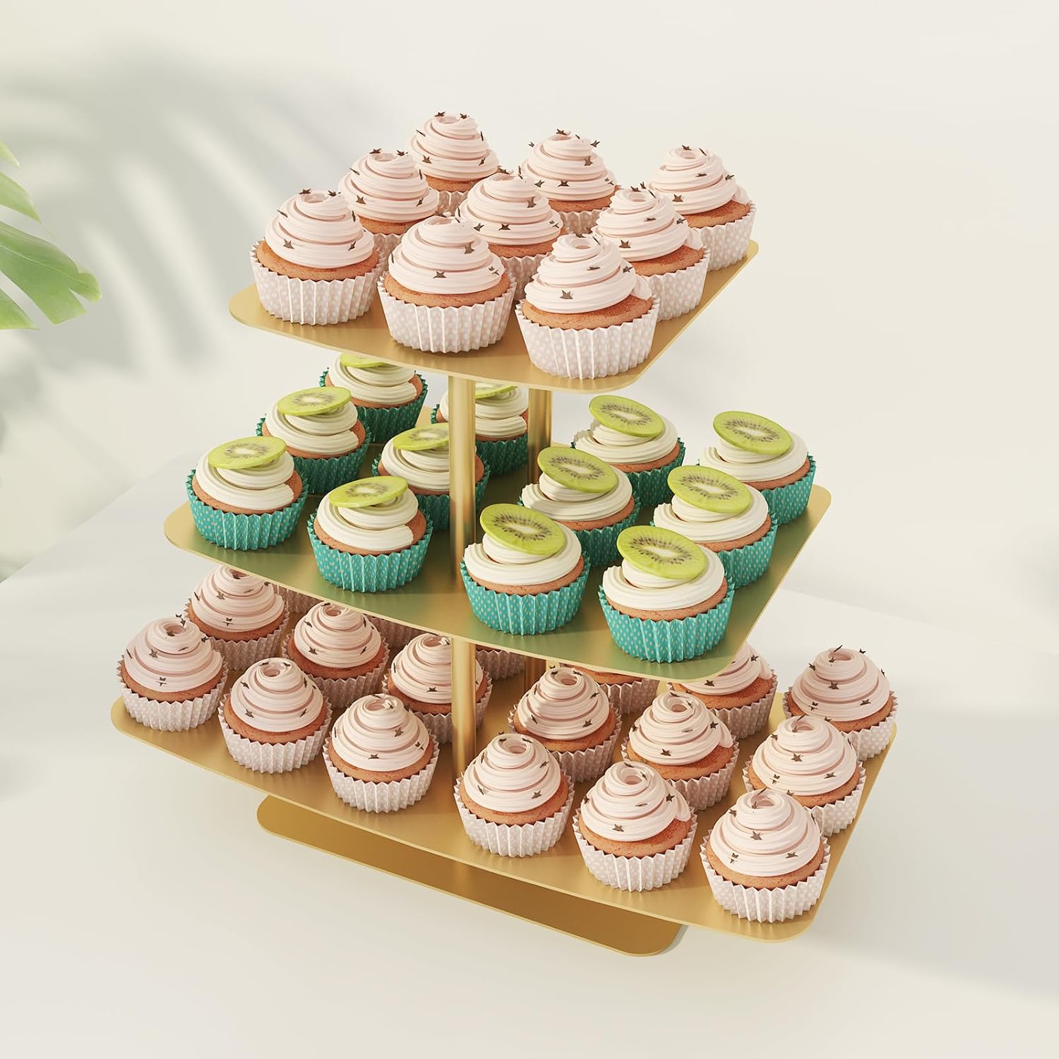 ICIUIOIR Juego de soporte para cupcakes para mesa de postres, mini soporte de metal para cupcakes, torre de cupcakes, soporte de postre