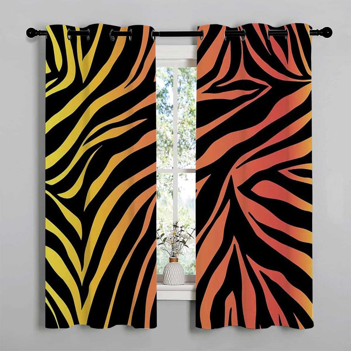 YANFENQI Living-Room Curtains Colorful Zebra Modern Sliding Door Curtains Blackout Cortinas para Ventanas De Cuarto 63Inch Width by 63Inch Length,2