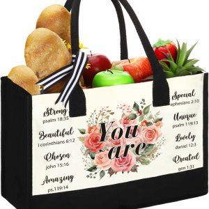 Sweetude Bolsa de lona de la Biblia, bolsa de lona de la Biblia cristiana, bolsa de regalos inspiradores para mujeres, Navidad Sweetude Bolsa de lona de la Biblia, bolsa de lona de la Biblia cristiana, bolsa de regalos inspiradores para mujeres, Navidad
