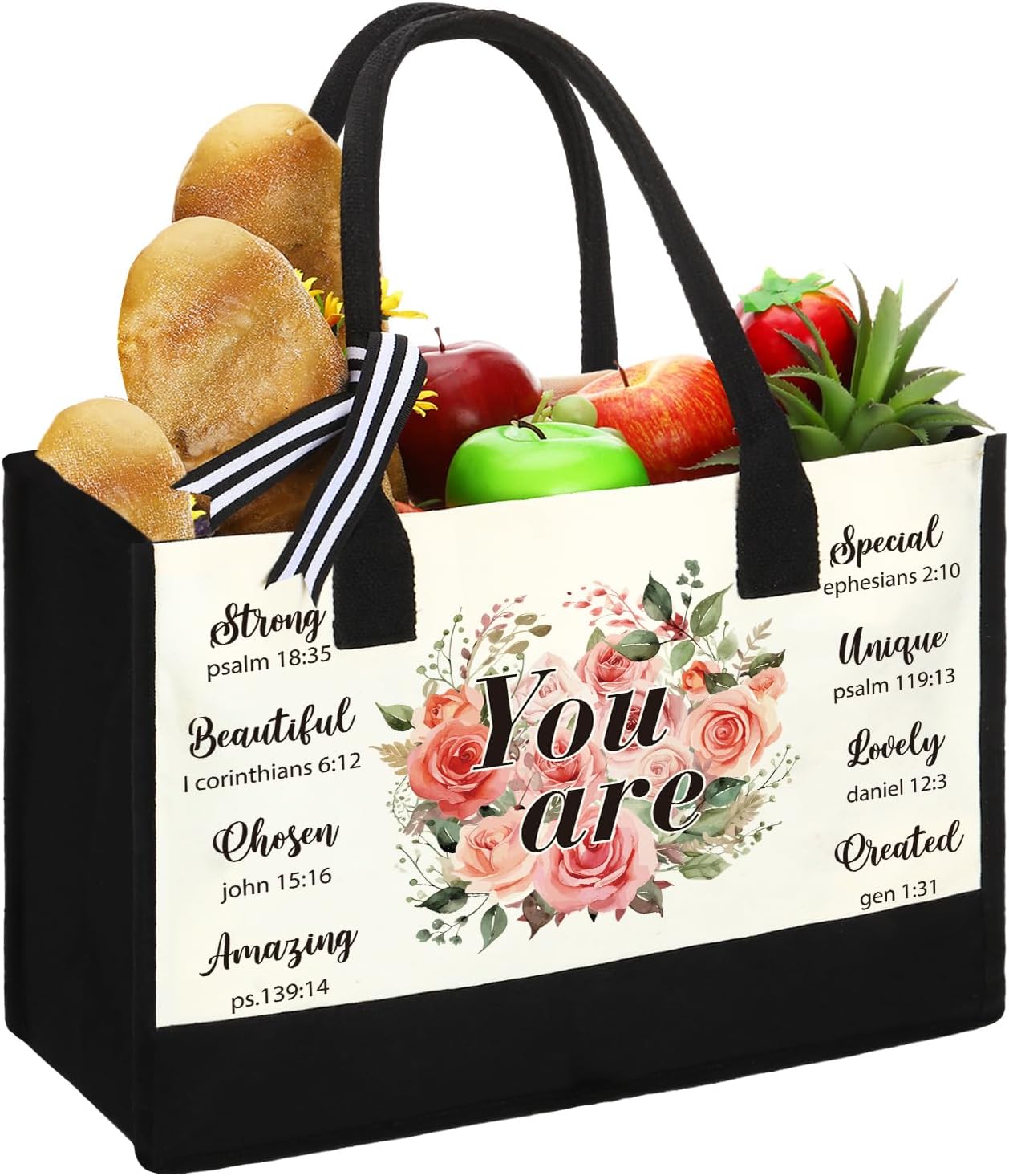 Sweetude Bolsa de lona de la Biblia, bolsa de lona de la Biblia cristiana, bolsa de regalos inspiradores para mujeres, Navidad