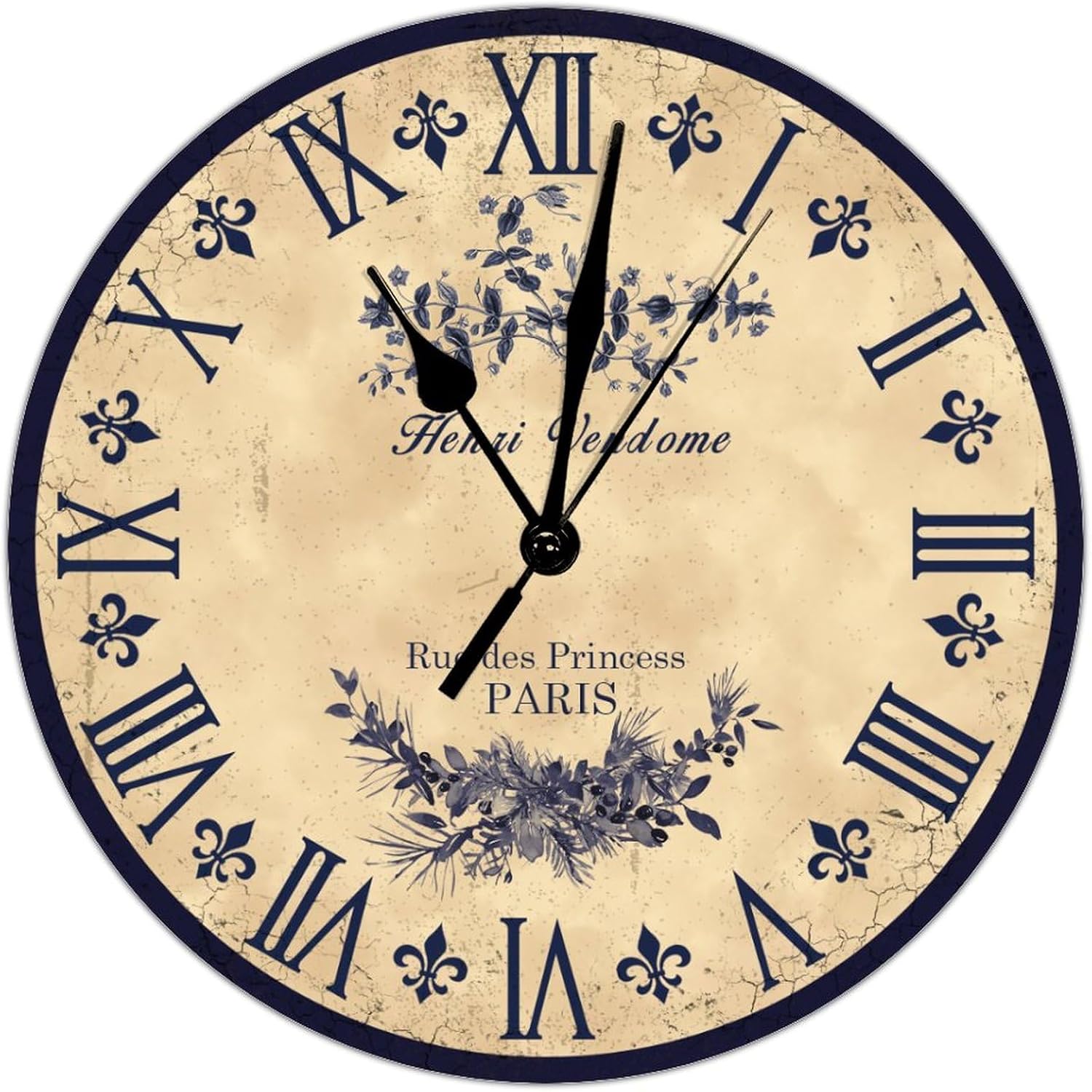 Brown Toile – Reloj de pared para sala de estar, reloj de pared silencioso con pilas, reloj de pared silencioso de 15 pulgadas, reloj de madera