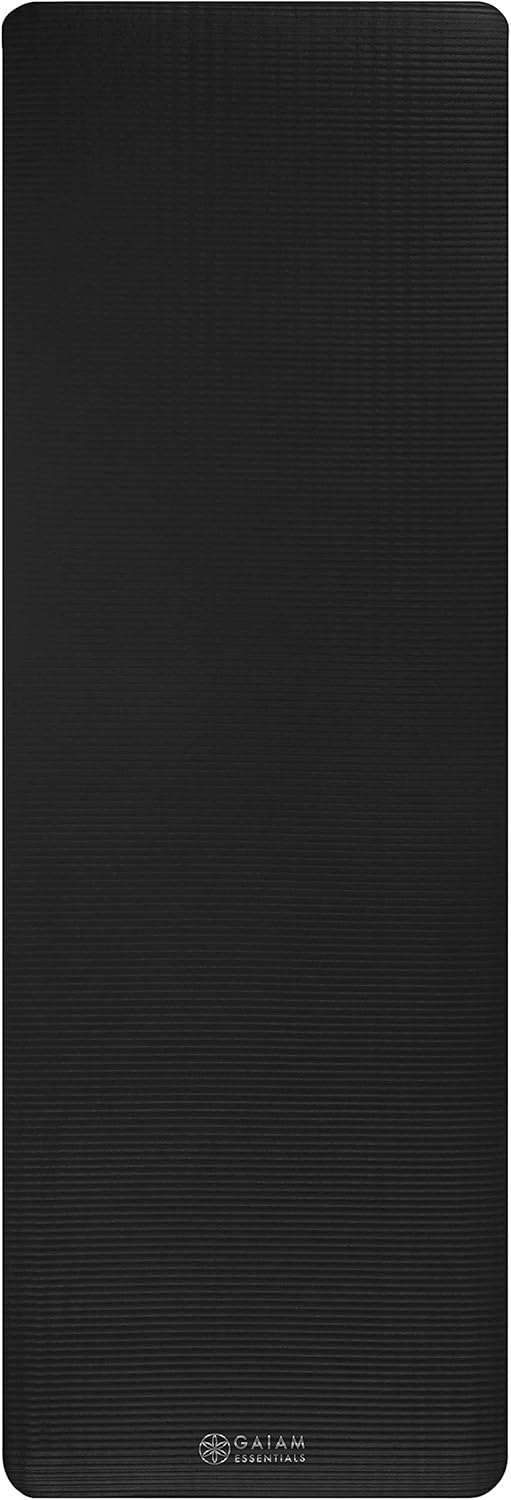 Gaiam Essentials Tapete de yoga grueso para acondicionamiento físico y ejercicio, con correa de transporte fácil de ajustar, 72 pulgadas de largo x
