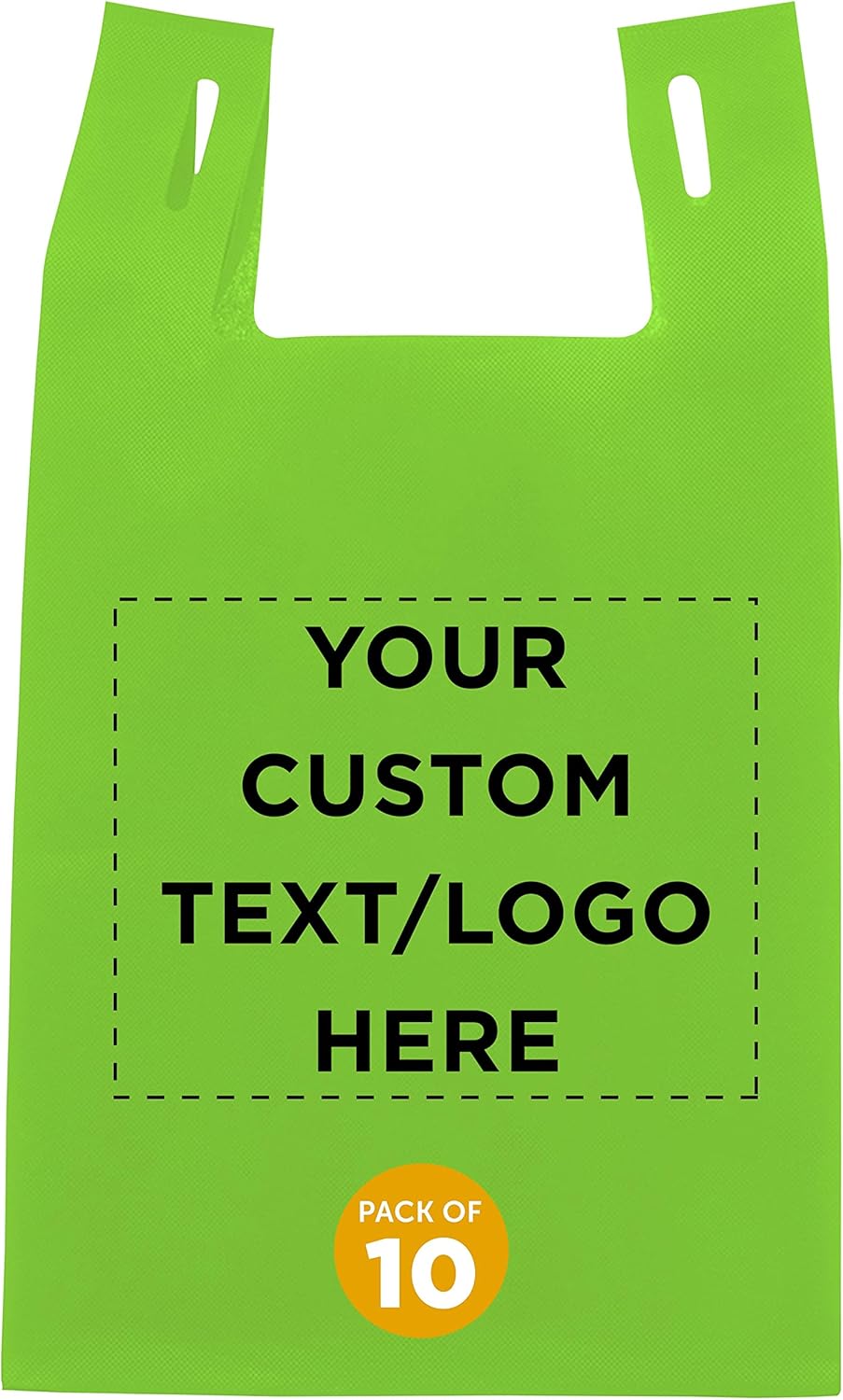 DISCOUNT PROMOS Bodega – Juego de 10 bolsas de mano ligeras personalizadas, reutilizables, ideales para comestibles, ferias comerciales, recuerdos