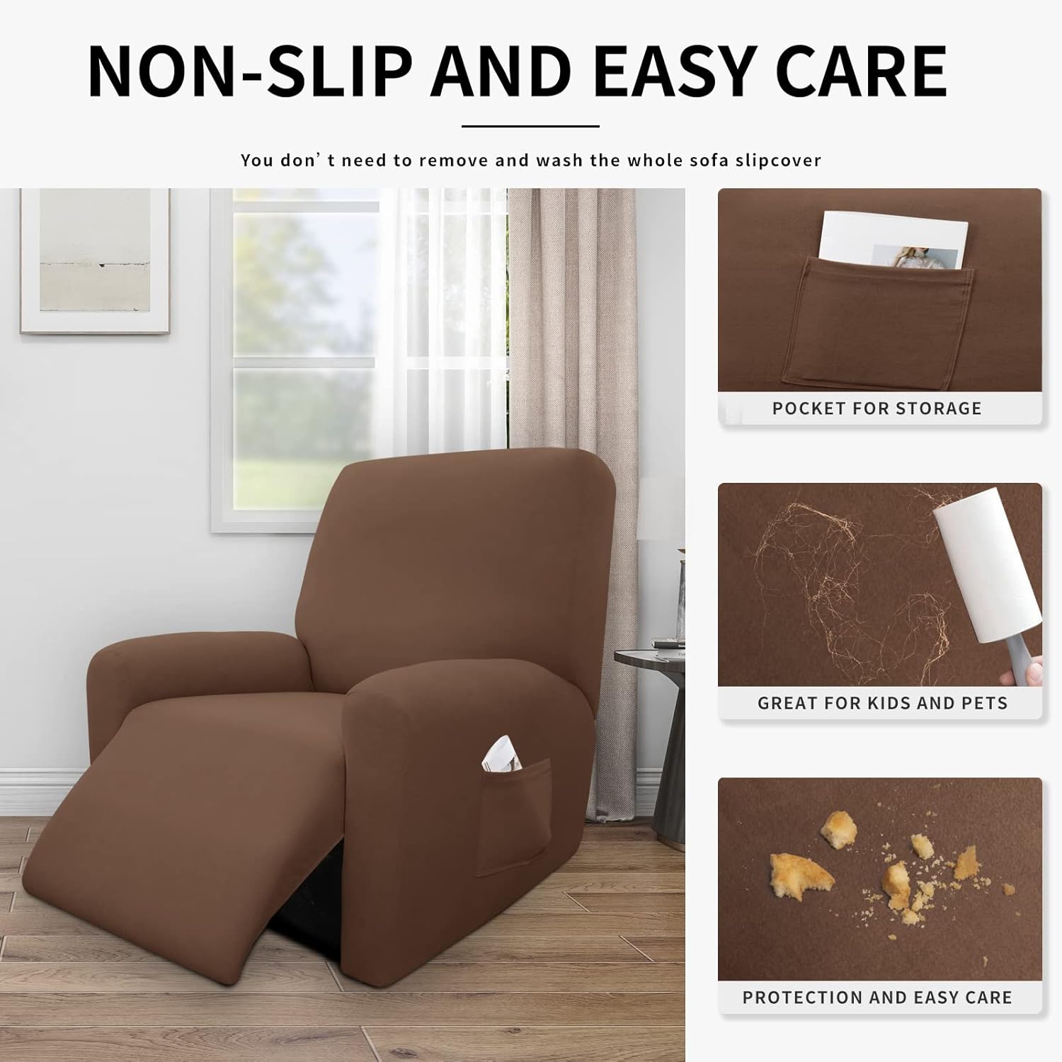 Easy-Going Funda reclinable 100% impermeable doble, elástica, suave, para perros, funda de sofá para sofá reclinable, protector de muebles a prueba