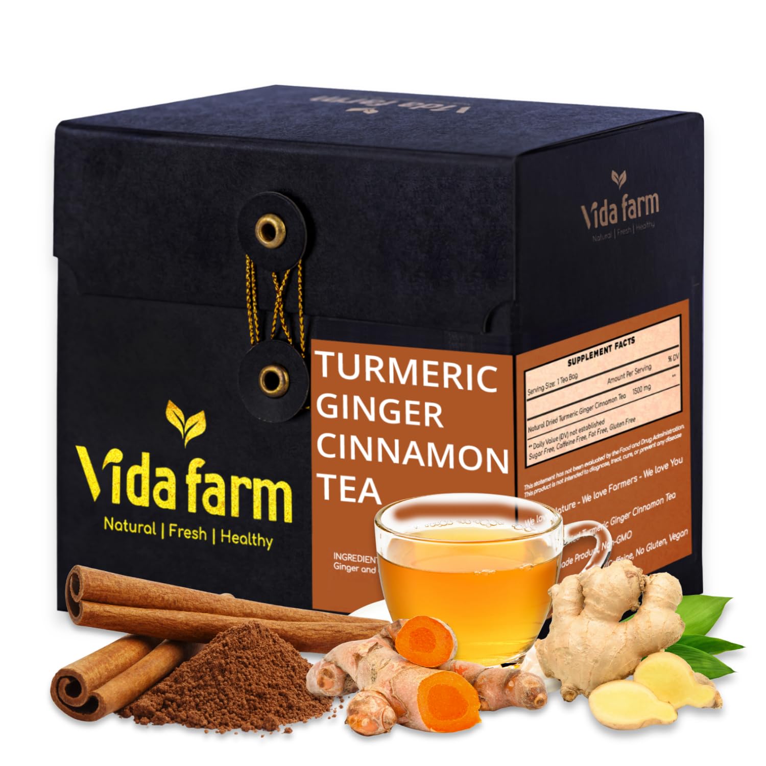100 bolsas de té de cúrcuma, jengibre y canela, bolsas de té de jengibre con cúrcuma, jengibre natural, canela, té de cúrcuma, jengibre, jengibre,