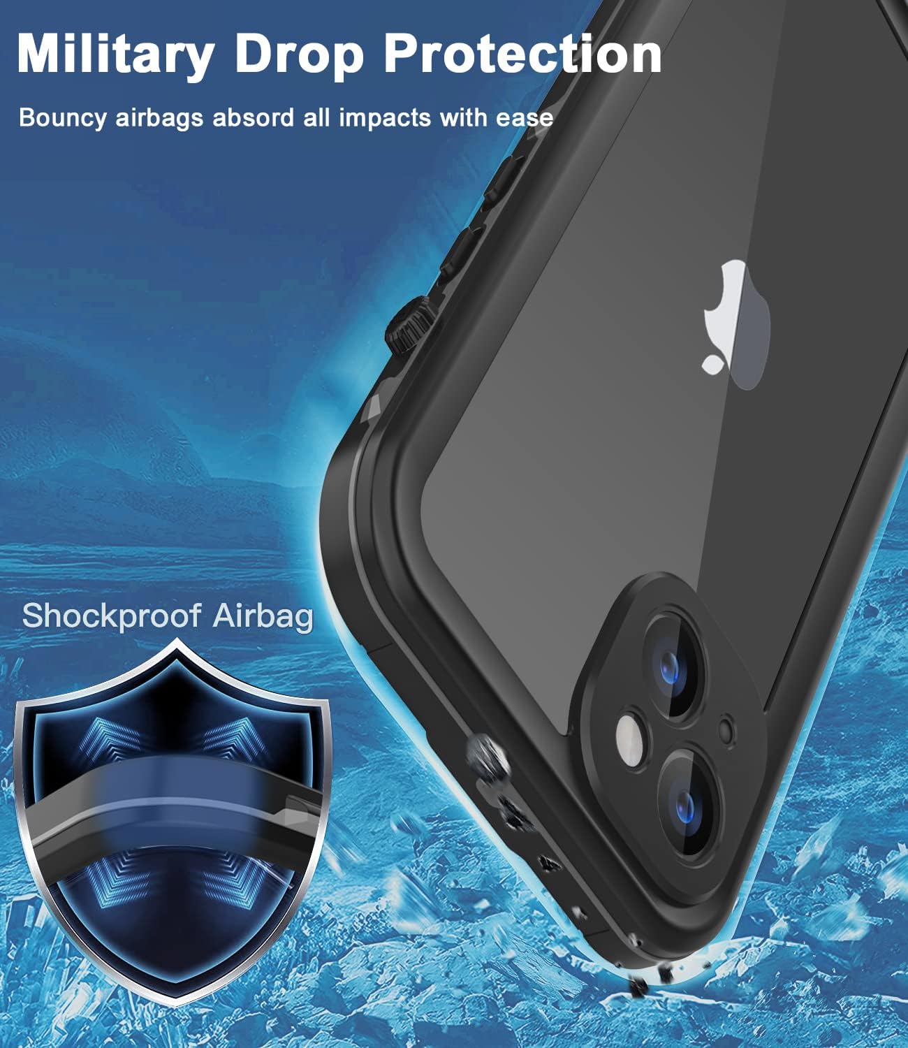 Funda impermeable diseñada para iPhone 13 Mini, a prueba de golpes, a prueba de polvo, con protector de pantalla, funda protectora completa para