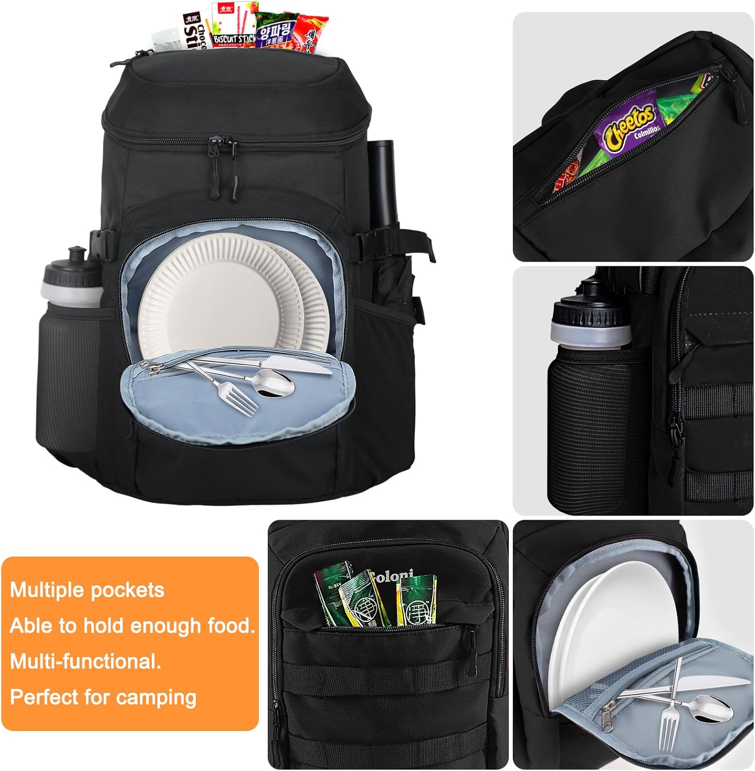Mochila enfriadora con forro extraíble, a prueba de fugas, aislada, pequeña mochila de almuerzo para hombres, trabajo con abridor de botellas