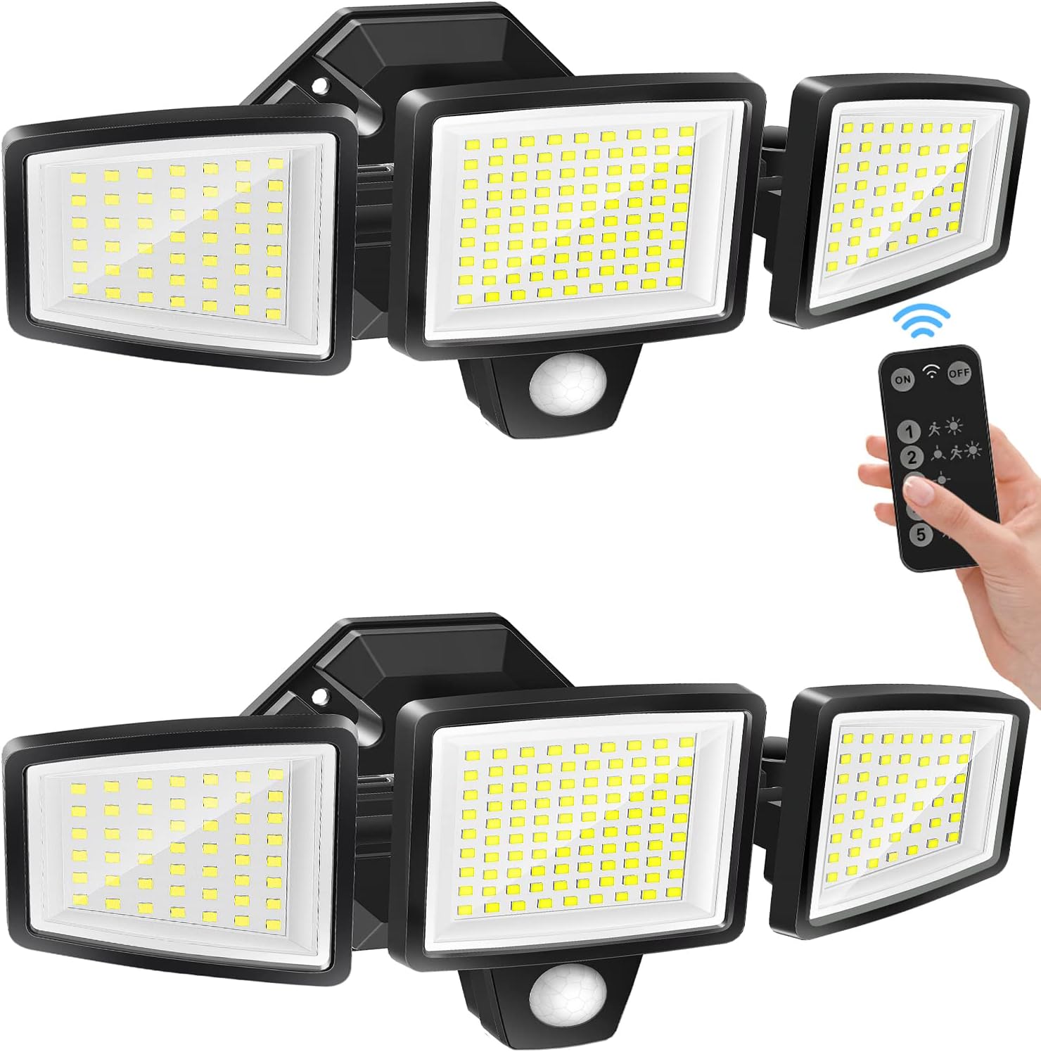 Luz de inundación para exteriores con sensor de movimiento, alto brillo de 2500 lúmenes, con control remoto, distancia de detección de 26.2 ft, con