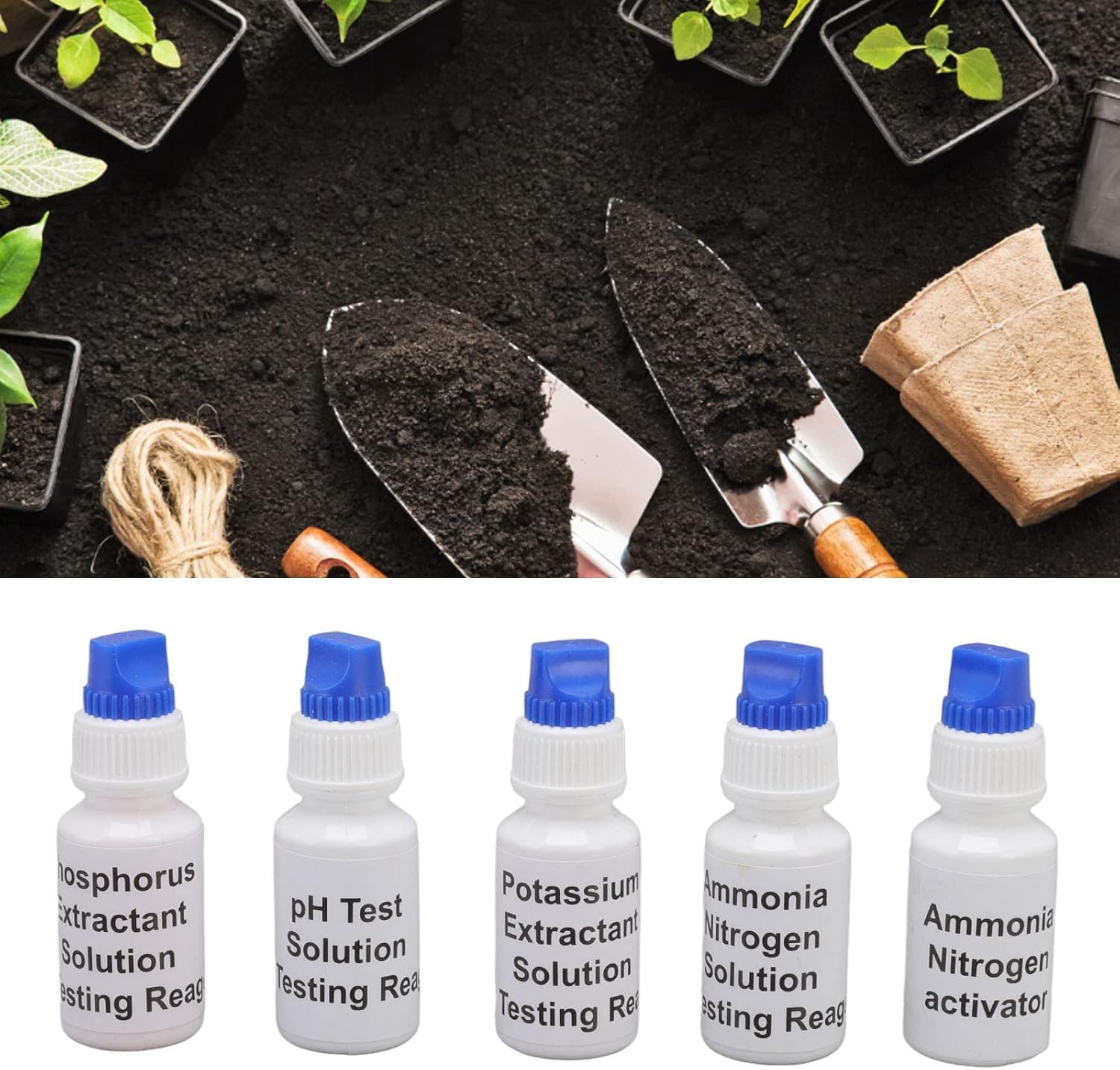 Fdit Solución líquida de prueba de suelo, pH nitrógeno fósforo potasio Kit de prueba de suelo para medición de suelo Líquido de prueba de suelo para