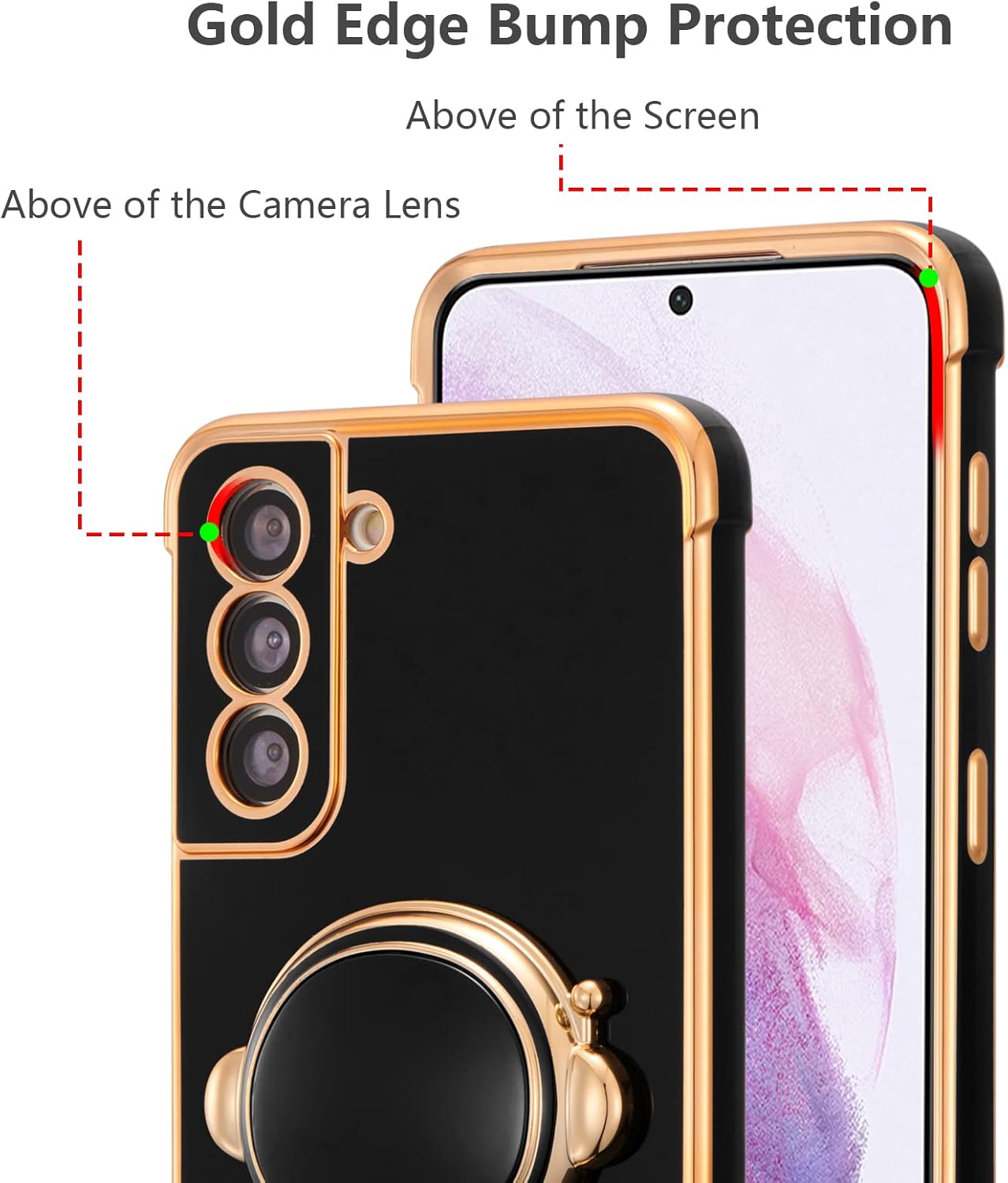 RALEAVO Funda para Samsung Galaxy S21 5G, bonita funda de astronauta 6D con función atril, cubierta de lujo chapada en lujo, ajuste delgado, TPU