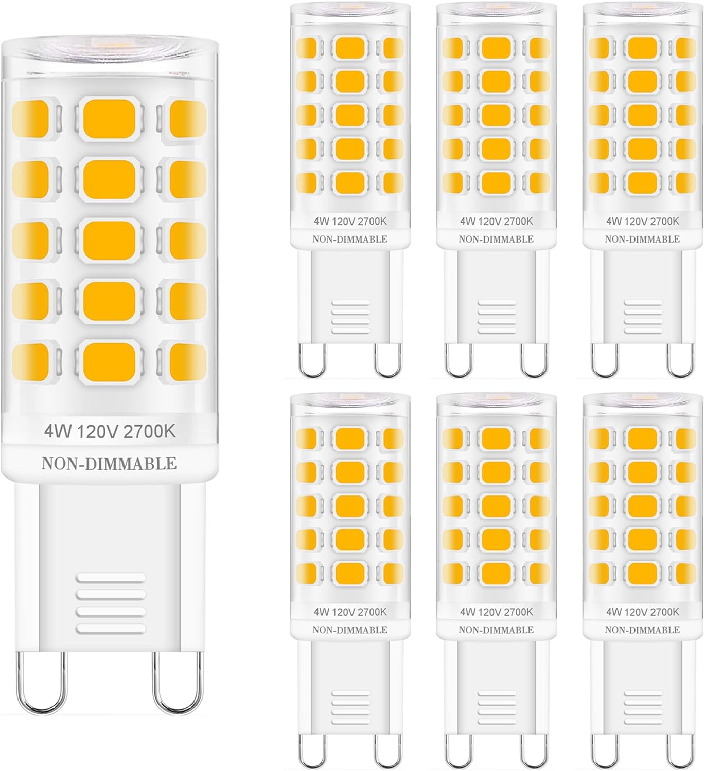 Sailstar Bombilla LED G9, 2700 K, blanco suave, equivalente a 40 W, bombilla halógena G9, 400 LM, 120 V, T4, 4 W, base de cerámica bi-pin G9,