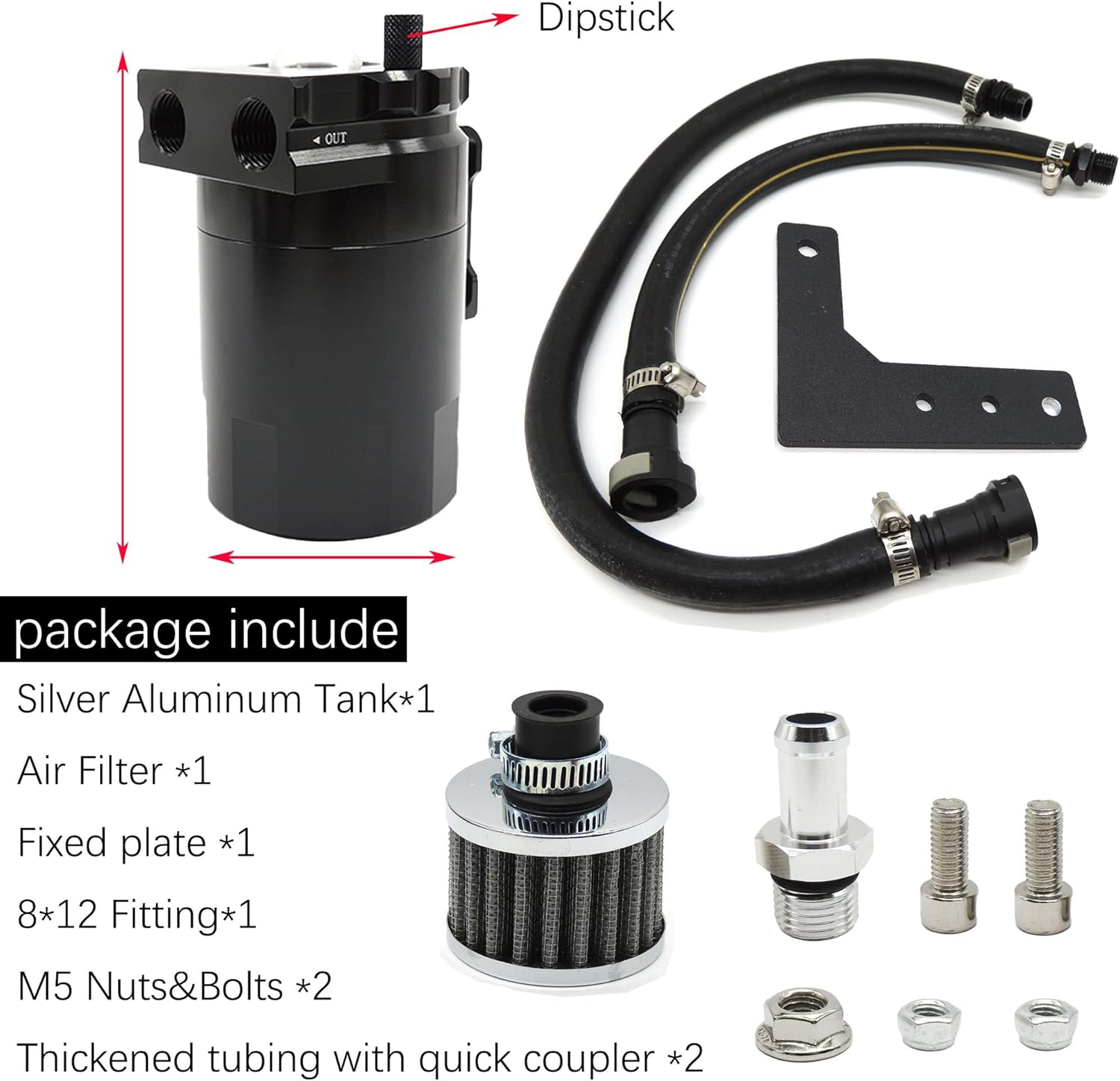 HiSport Tanque de depósito separador de aceite  Kit de latas de aluminio con captura de aceite desconcertado con filtro de aire compatible con Chevy