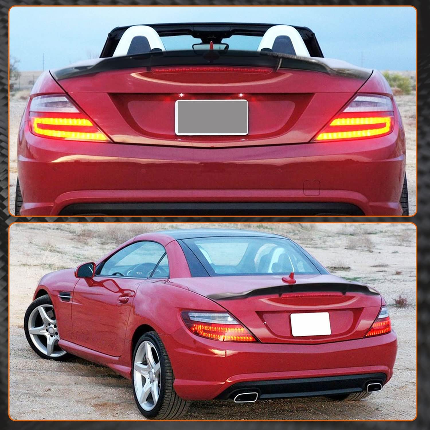 Alerón de tronco de fibra de carbono real para Mercedes Benz SLK clase convertible 2010-2016 salida de fábrica SLK Clase R172 SLK200 SLK250 SLK300