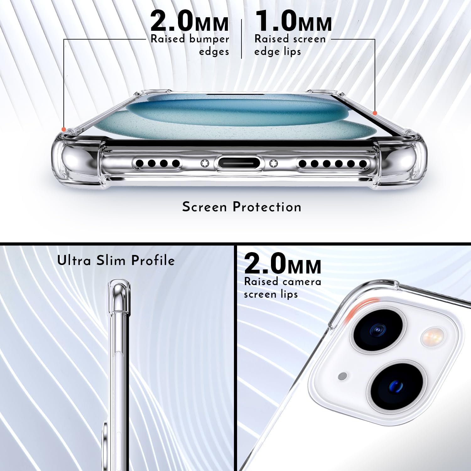 Silverback Funda transparente para iPhone 15 Plus con soporte de anillo, amortiguador de golpes, a prueba de golpes, funda para iPhone 15 Plus de