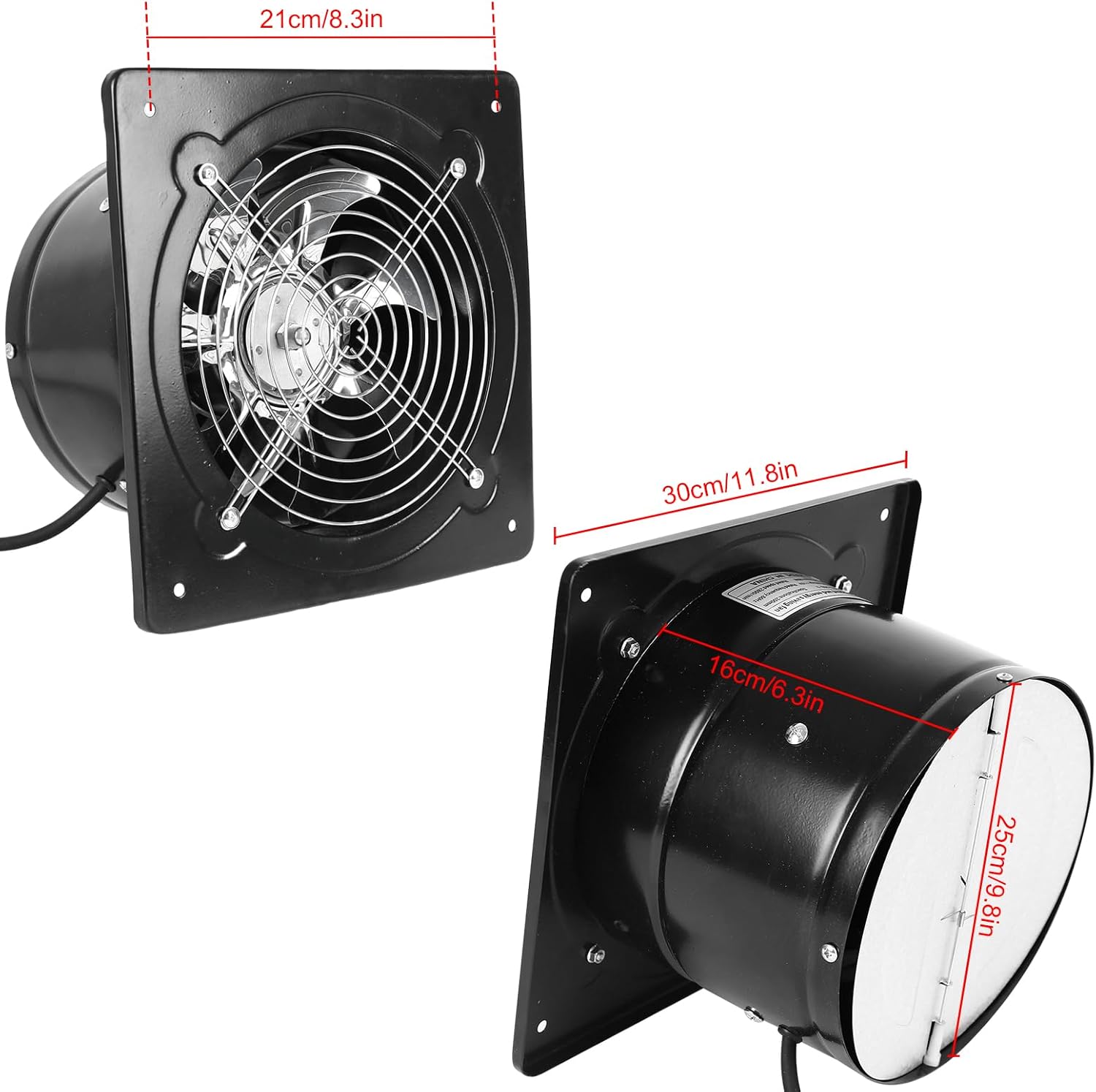 Ventilador de escape con enchufe, ventilador de ventilación a través de la pared de 10 pulgadas 1088CFM con motor de cobre puro ligero, para