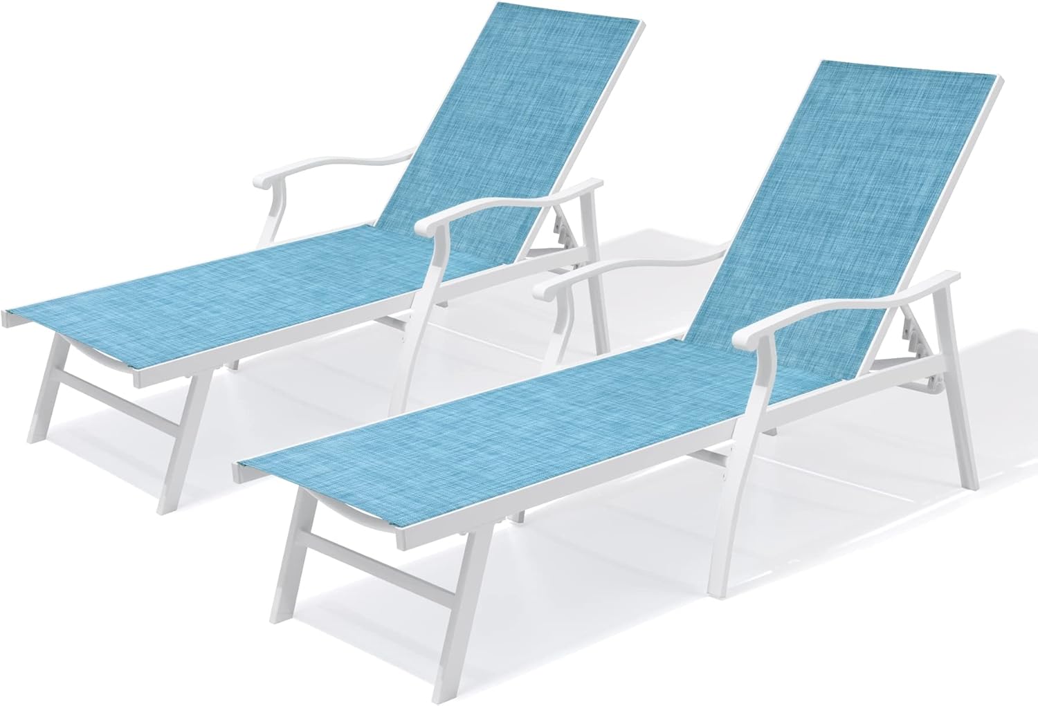 VredHom Juego de 2 sillones para exteriores, tumbonas para patio, 5 posiciones, respaldo ajustable, reclinable, reposabrazos ergonómico, para todo