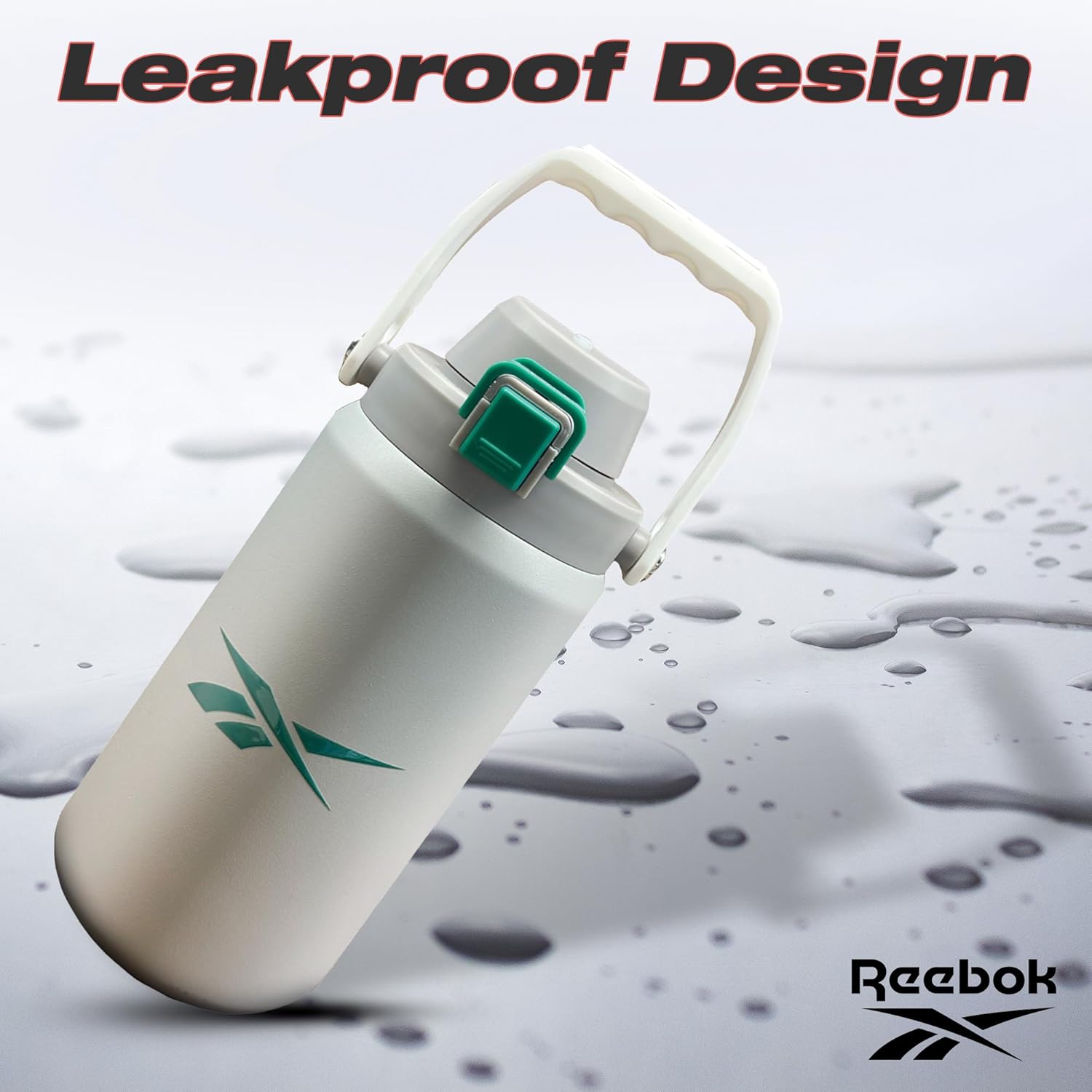 Reebok Botella de agua de acero inoxidable para acampar, botella de agua aislada de 32 onzas, botella de agua de campamento aislada al vacío de