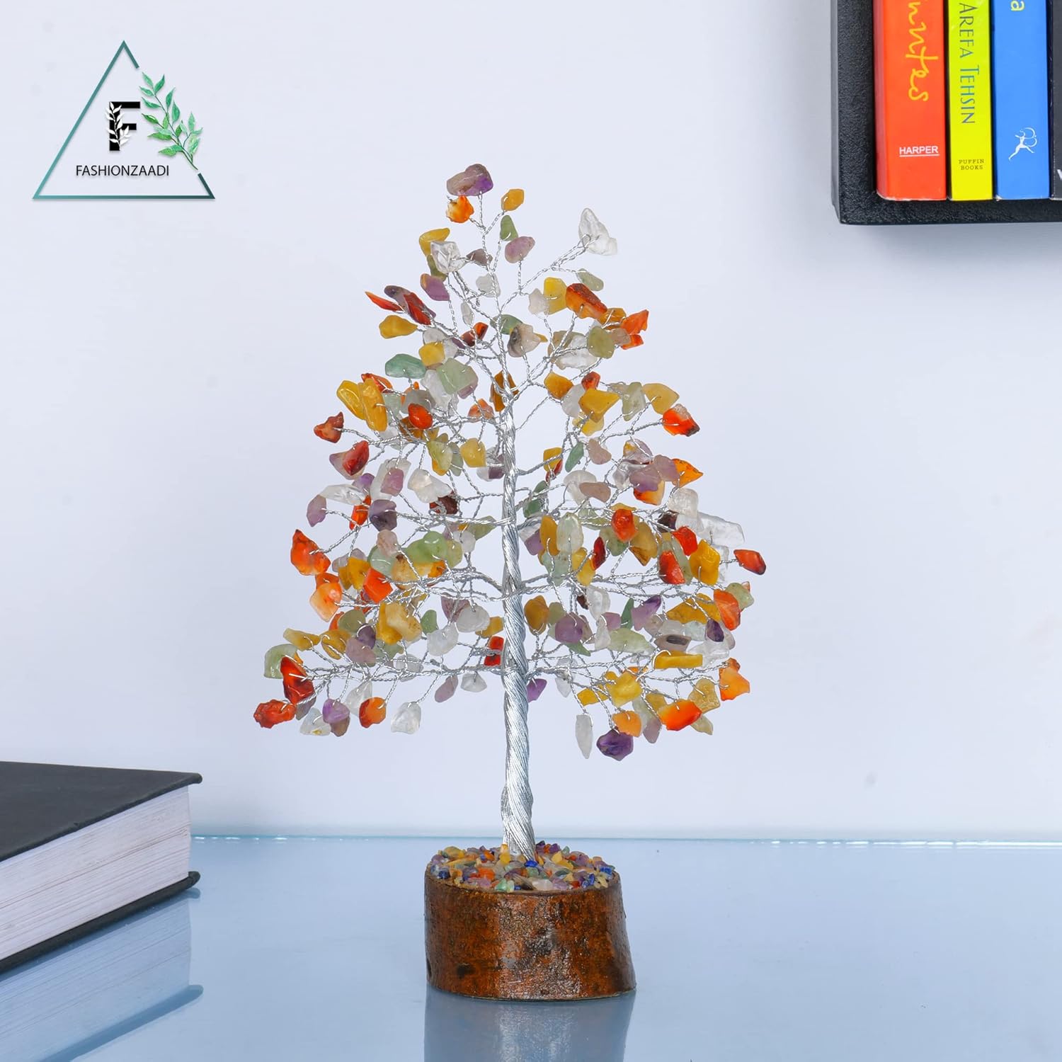 Árbol del dinero FASHIONZAADI con piedras preciosas, bonsai hecho a mano para el equilibrio de los chakras, sanación o reiki, árbol espiritual para