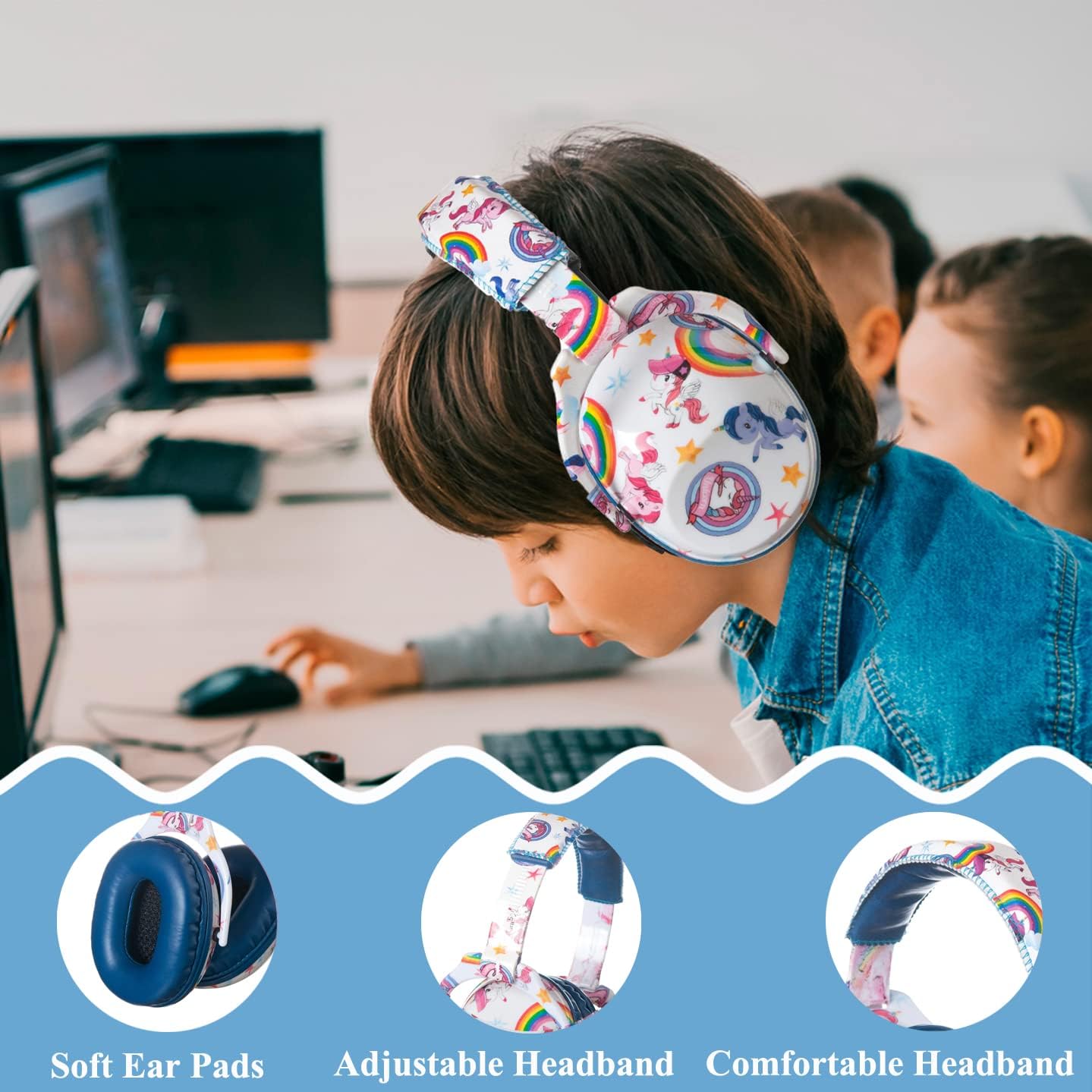 PROTEAR Orejeras de seguridad con protección auditiva para niños, NRR 25dB reducción de ruido orejeras para niños, protectores auditivos para dormir
