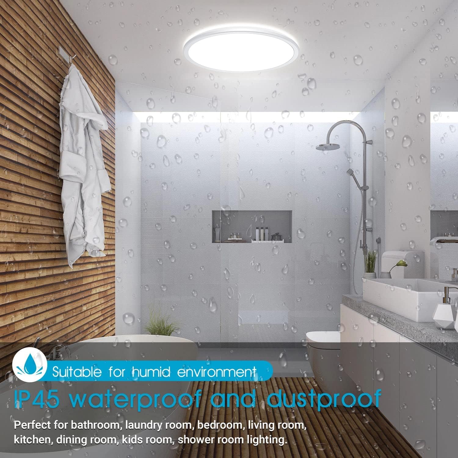 Lámpara de techo LED regulable de montaje empotrado con control remoto, lámpara de techo LED ultrafina de 12 pulgadas y 24 W, 3000 K-6500 K, color