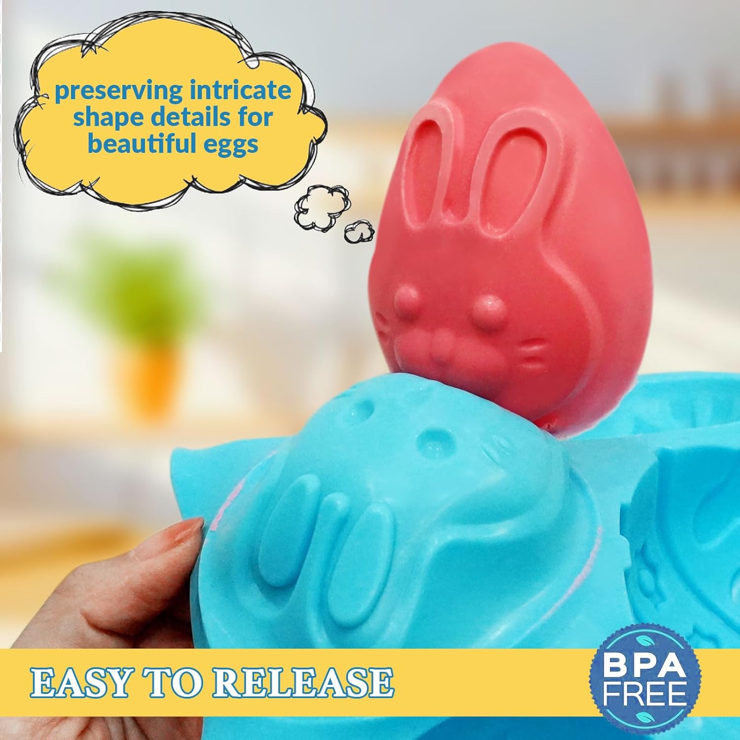 HKNMTT Moldes de silicona para huevos de Pascua con forma de 3.5 pulgadas, paquete de 2 moldes de chocolate para hornear, antiadherentes, sin BPA,