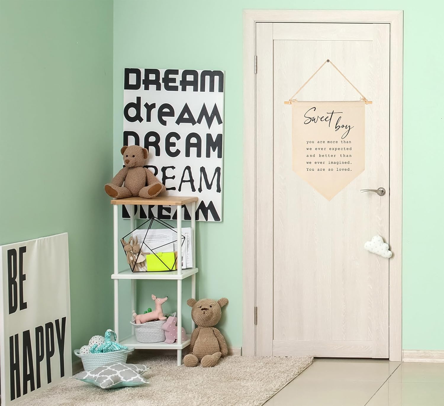 Cartel de regalo de Sweet Boy-Baby Shower Flag Decor Regalos para niños, bebés, recién nacidos, letrero de pared, regalos para guardería, habitación