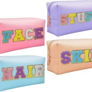 boutikpro Juego de 4 bolsas de maquillaje de alta calidad, bonita bolsa de aseo de viaje de poliuretano para mujer, bolsa organizadora de cosméticos boutikpro Juego de 4 bolsas de maquillaje de alta calidad, bonita bolsa de aseo de viaje de poliuretano para mujer, bolsa organizadora de cosméticos