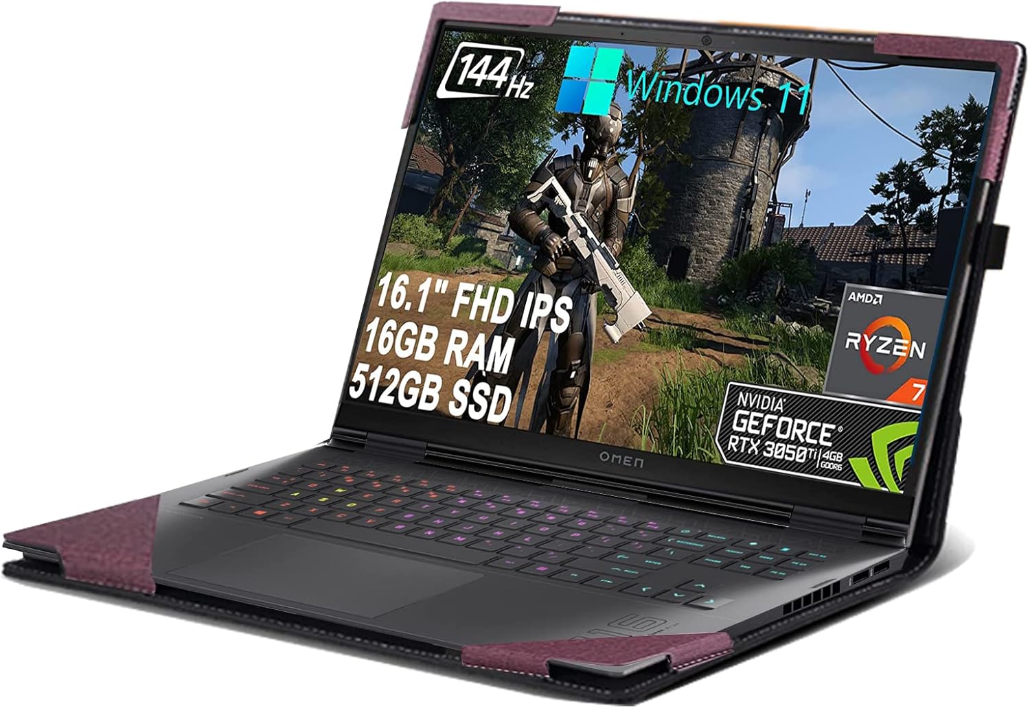 Funda para portátil HP OMEN 16 de 16.1 pulgadas (16t-k000 16t-b10016-n0797nr16zn00016-k0797nr16zn000) Funda desmontable de piel sintética (16.1-rojo