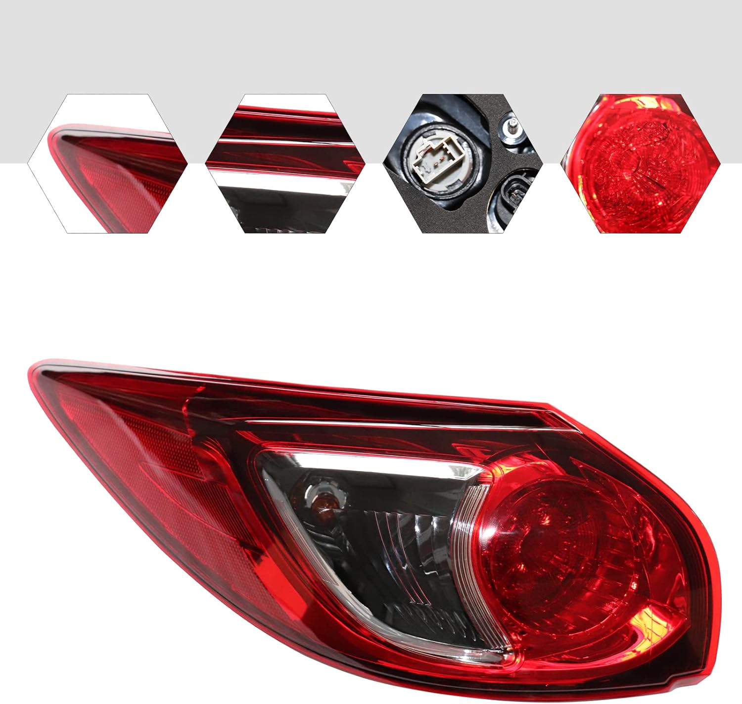 Luz trasera halógena, luz trasera exterior del lado del conductor y del pasajero para Mazda CX5 CX-5 2013-2016 lámpara de freno (luz trasera lateral