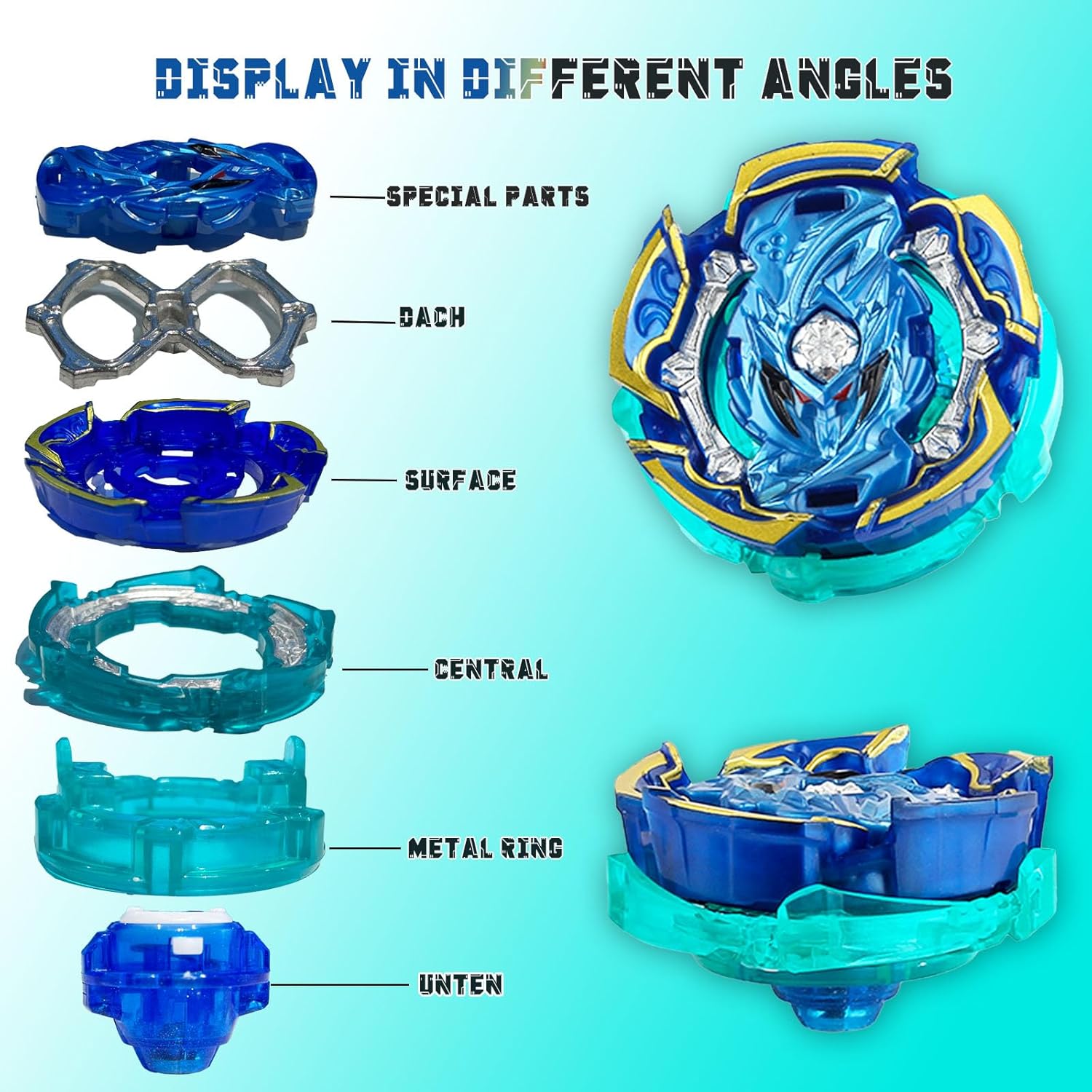 Zelzen Bey Burst Blade Gyro juguete, Bey Metal Fusion Spinning Battling Top Blades con lanzador de cuerda y asa, juegos de lucha de cumpleaños para